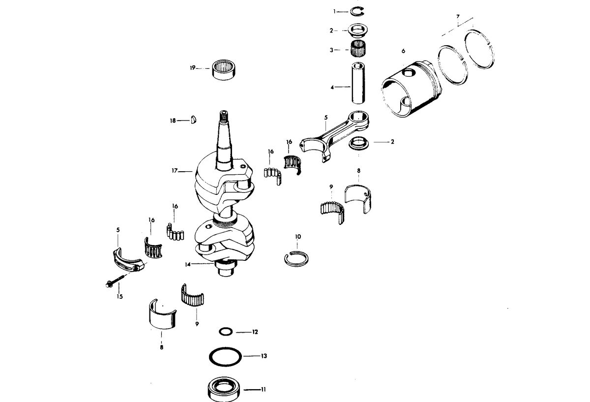 CHRYSLER 25 H.P. CRANKSHAFT AND PISTON GROUP