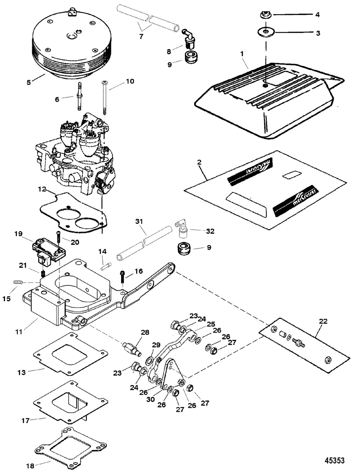 MERCRUISER 5.7L EFI (MIE)TBI (GEN+) THROTTLE LINKAGE