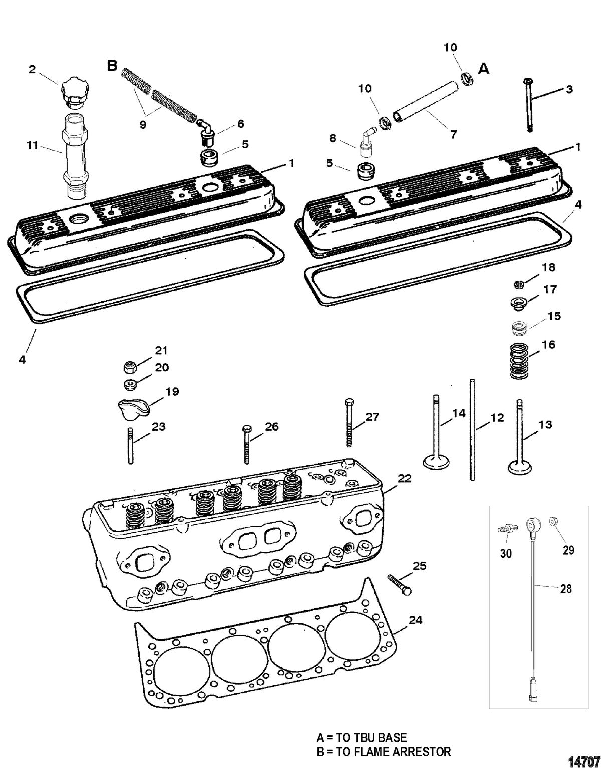 MERCRUISER 5.0L,350 MAG,MX 6.2L MPI STERNDRIVE Cylinder Head And Rocker Cover
