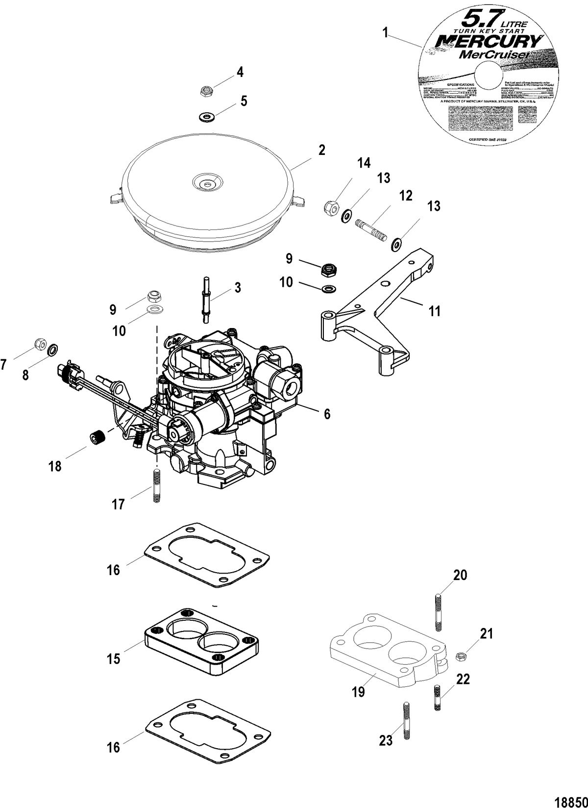MERCRUISER 5.7L INBOARD Carburetor and Throttle Linkage