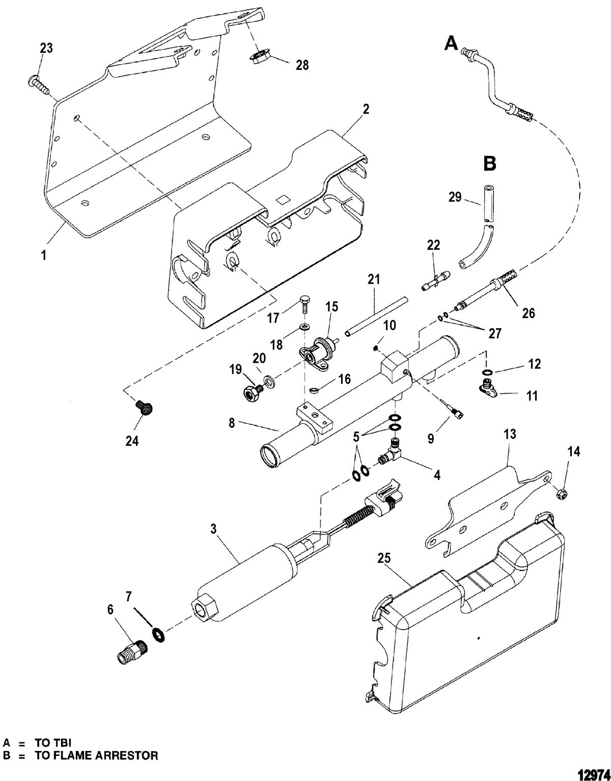 MERCRUISER 4.3L EFI ALPHA/BRAVO (262 CID - GEN+) Fuel Pump And Fuel Cooler