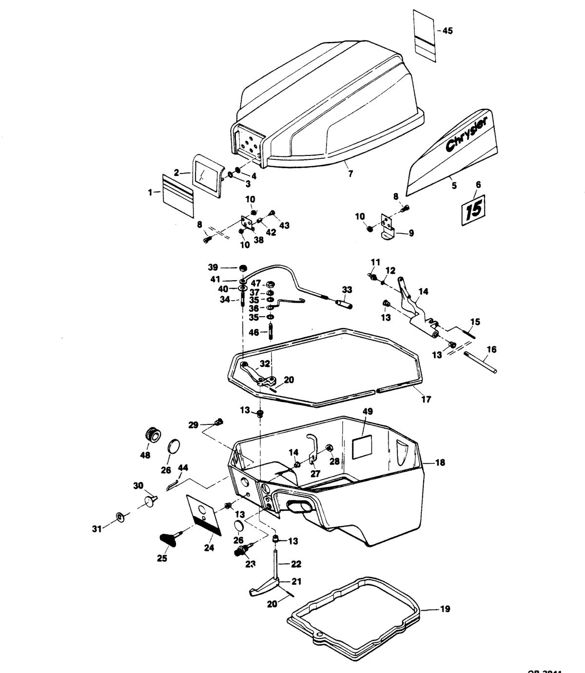 CHRYSLER 15 H.P. ENGINE COVER AND SUPPORT PLATE