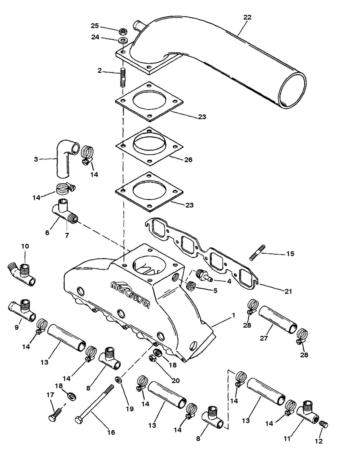 MERCRUISER 600SC GEN IV & V ENGINE EXHAUST MANIFOLD/ELBOW