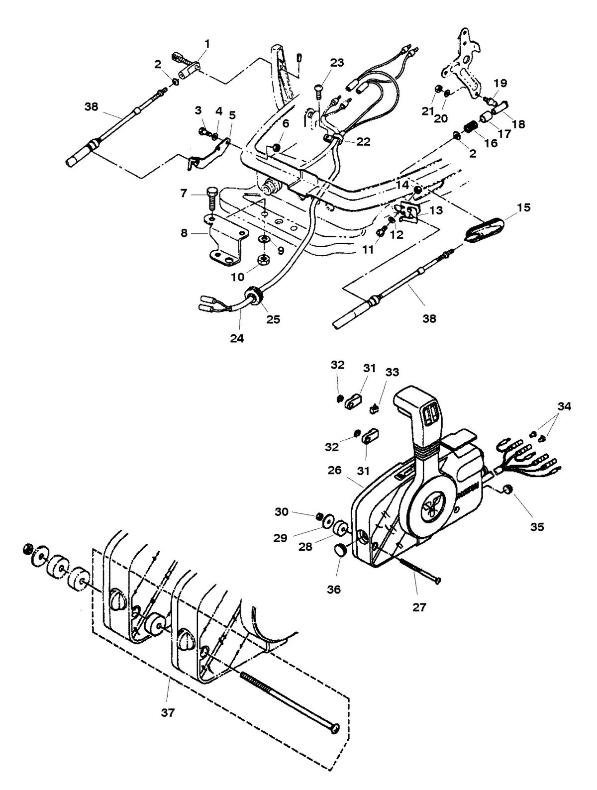 MARINER 30 H.P. (2 CYL./430 CC) REMOTE CONTROL ATTACHING KIT