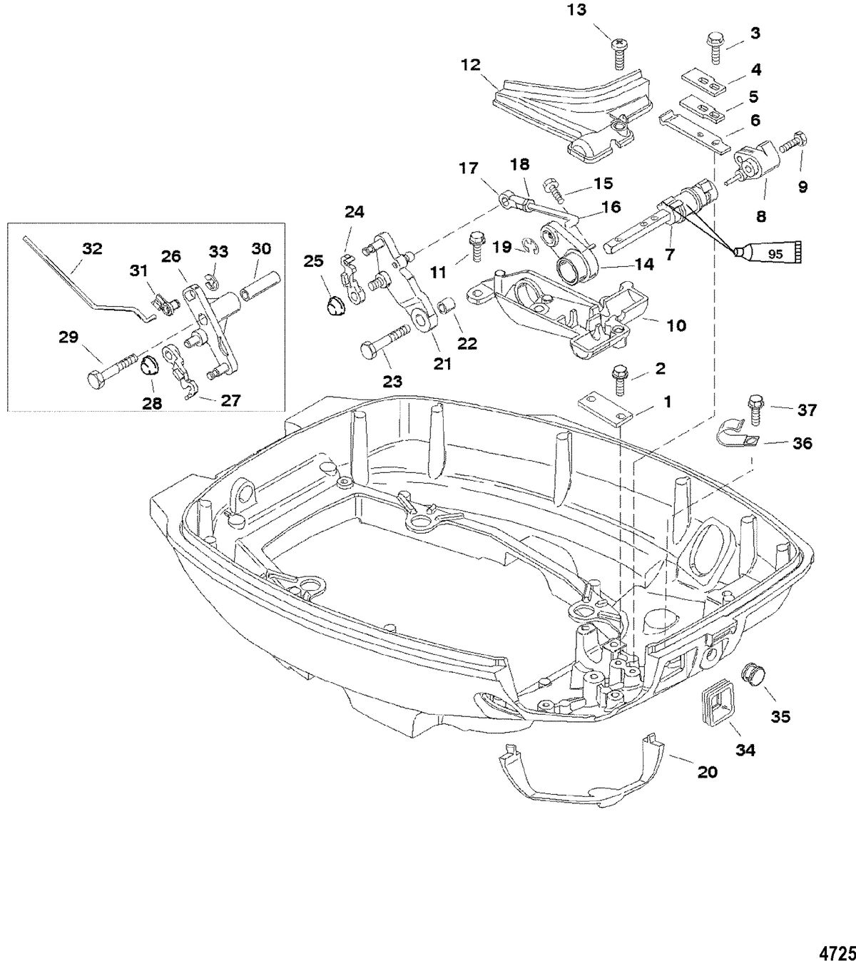 MERCURY/MARINER 13.5/15/15 BODENSEE (4-STROKE) Throttle/Shift Linkage(Non-Handle Models)