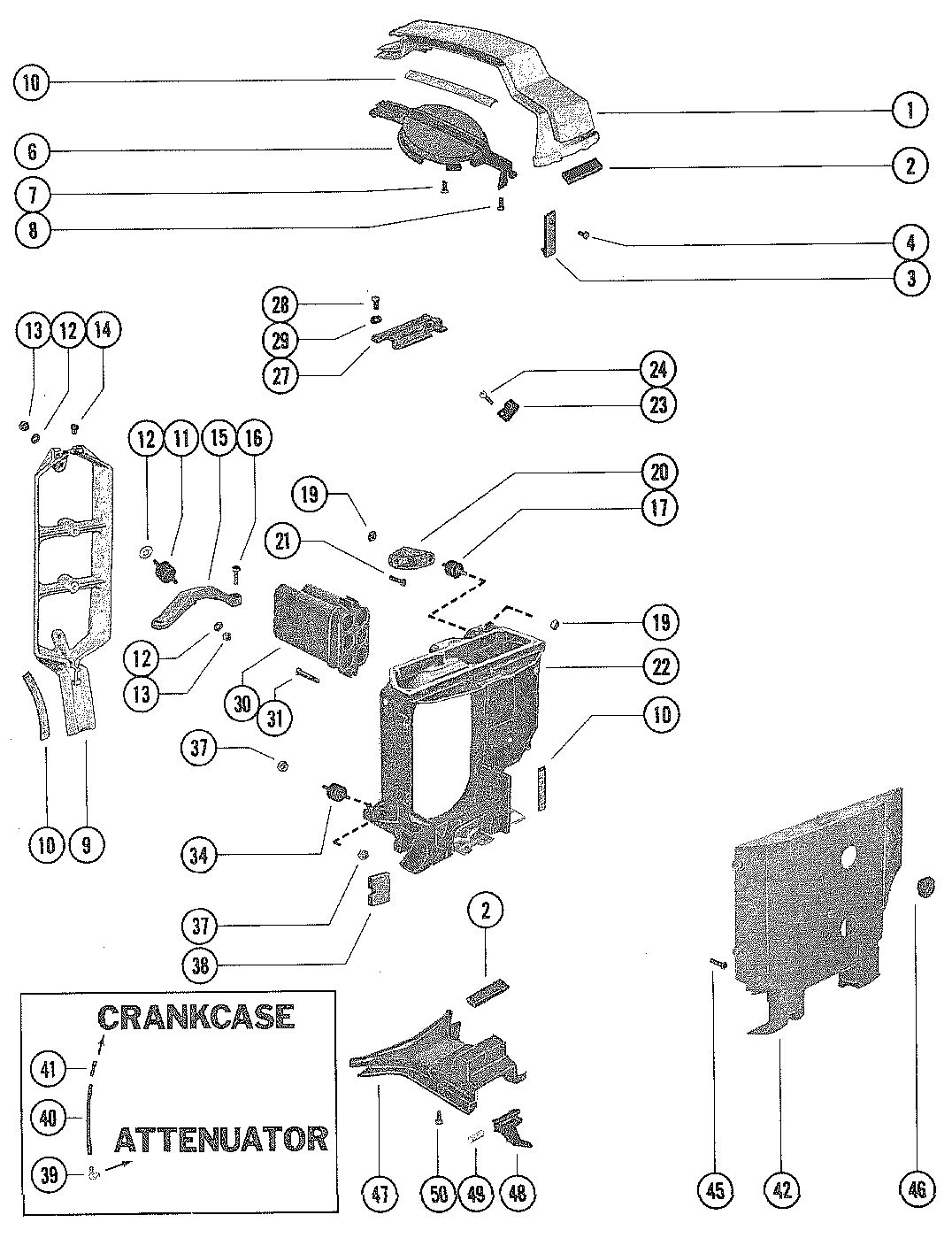 MARINER 70 HORSEPOWER COWL SUPPORT BRACKETS
