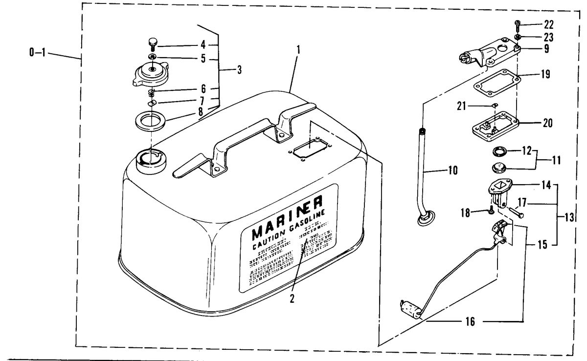 MARINER .48 HORSEPOWER FUEL TANK ASSEMBLY-REPLACEMENT OR ADDITIONAL