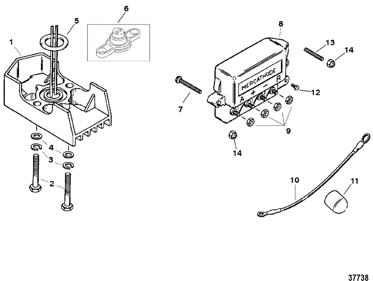 MERCRUISER 4.3L/LX   ALPHA/BRAVO  (GEN II) MERCATHODE COMPONENTS