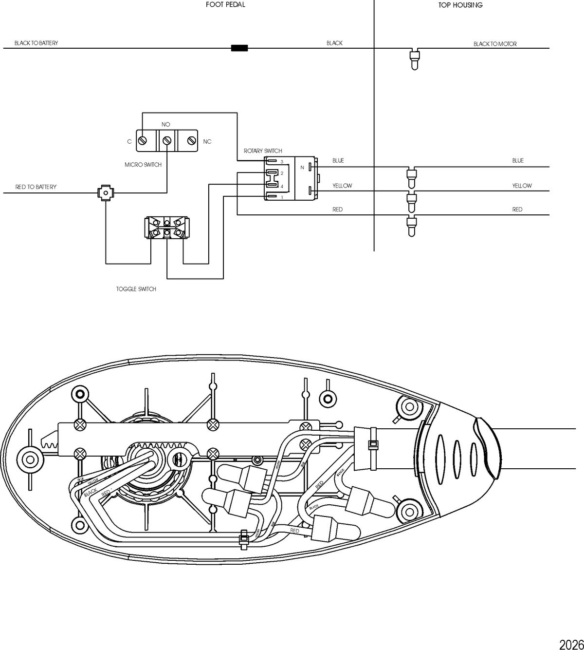 TROLLING MOTOR MOTORGUIDE BILL DANCE SERIES Wire Diagram(Design II - Non Lighted Version Model BD1236)
