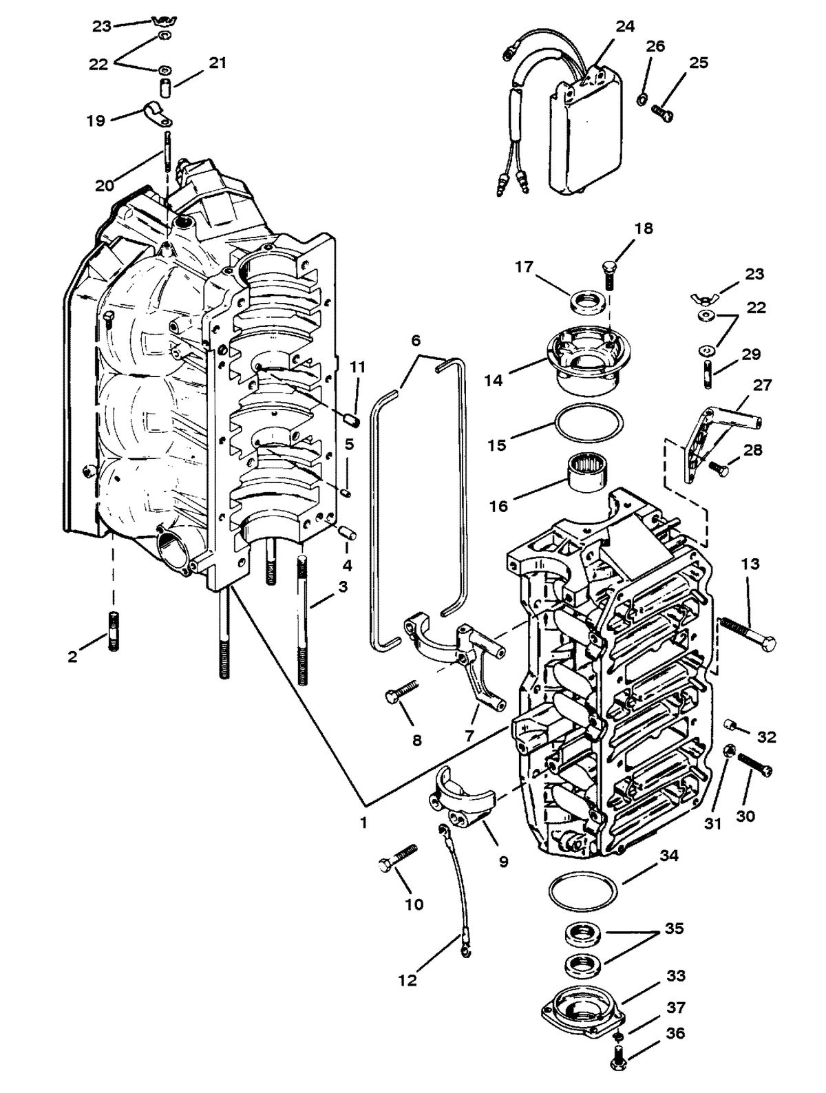 RACE OUTBOARD 225 (EFI) PRO-MAX/SUPER MAGNUM CYLINDER BLOCK AND END CAPS