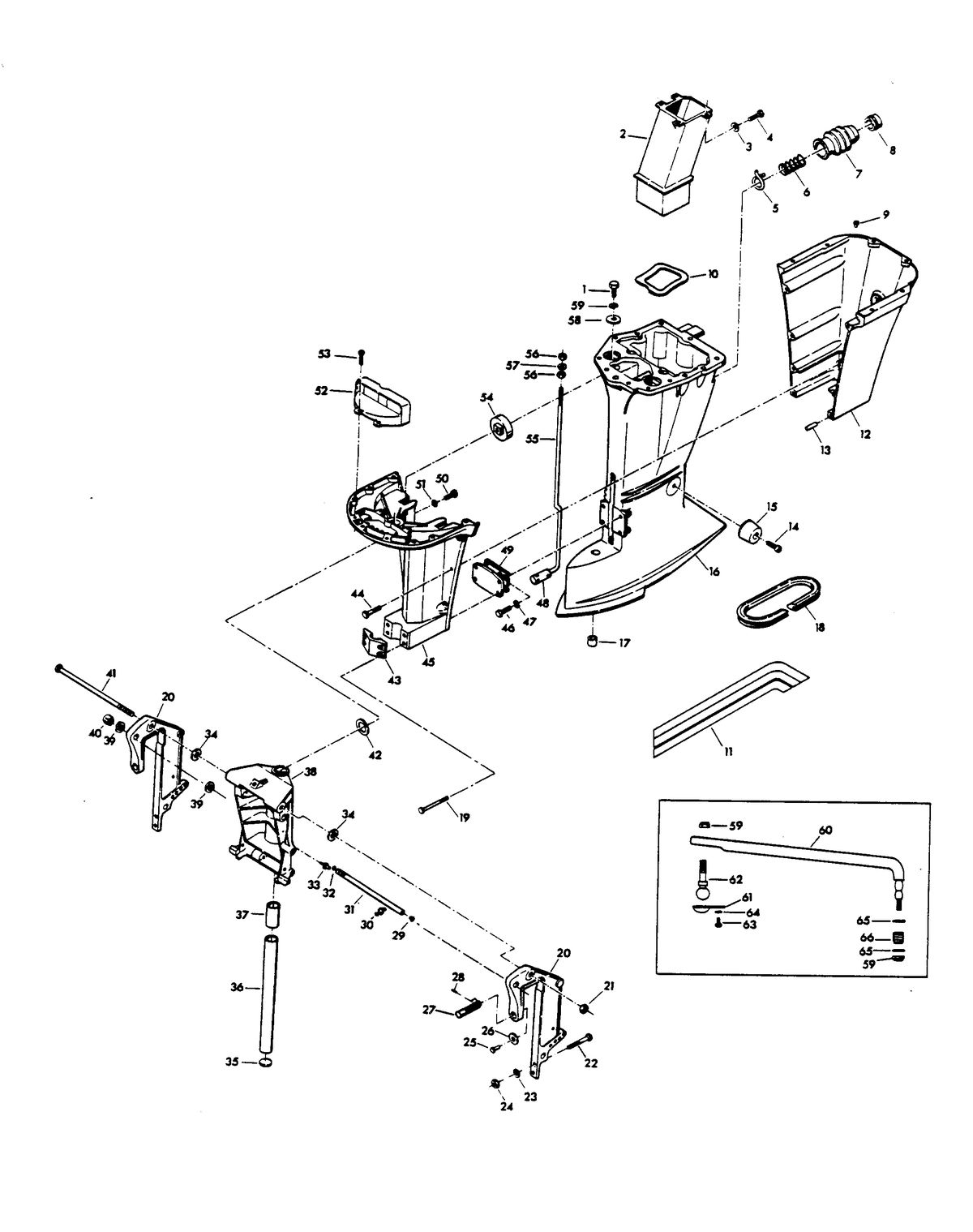 CHRYSLER 85 H.P. MOTOR LEG