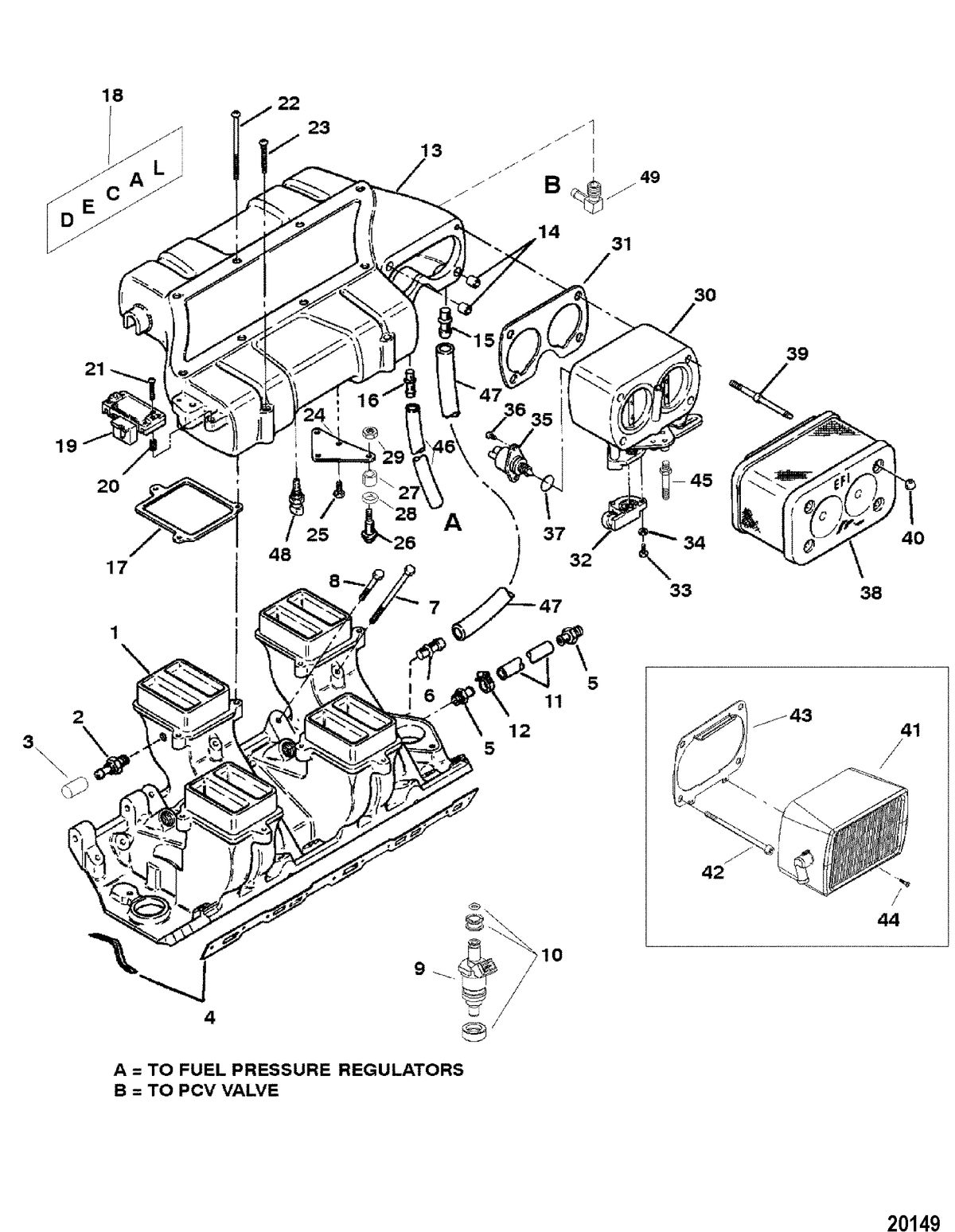 MERCRUISER 454 MAG MPI HORIZON/MIE 8.2L MPI Intake Manifold and Intake Plenum