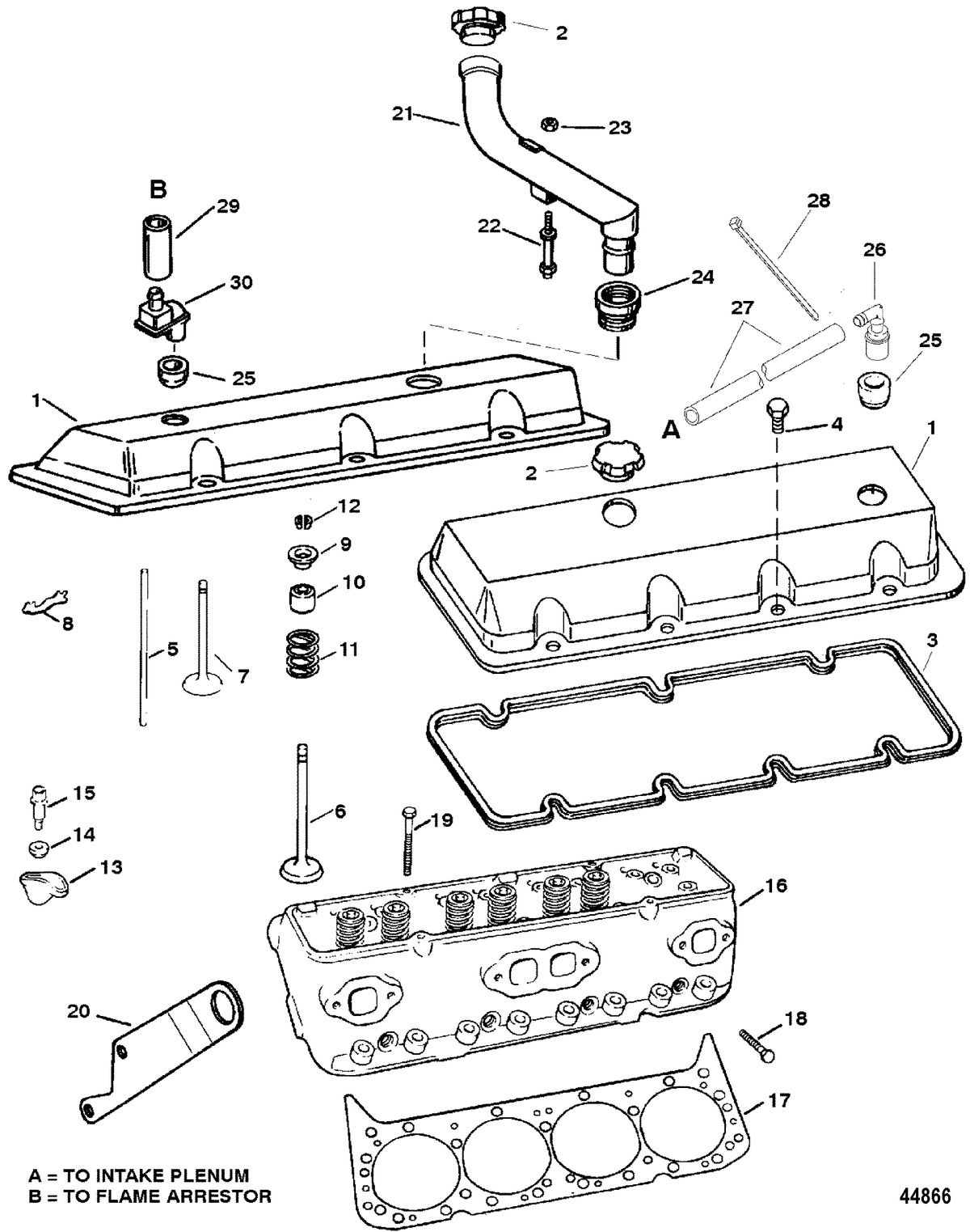 MERCRUISER 7.4L/8.2L MPI (MIE) GEN VI CYLINDER HEAD AND ROCKER COVER(8.2L)