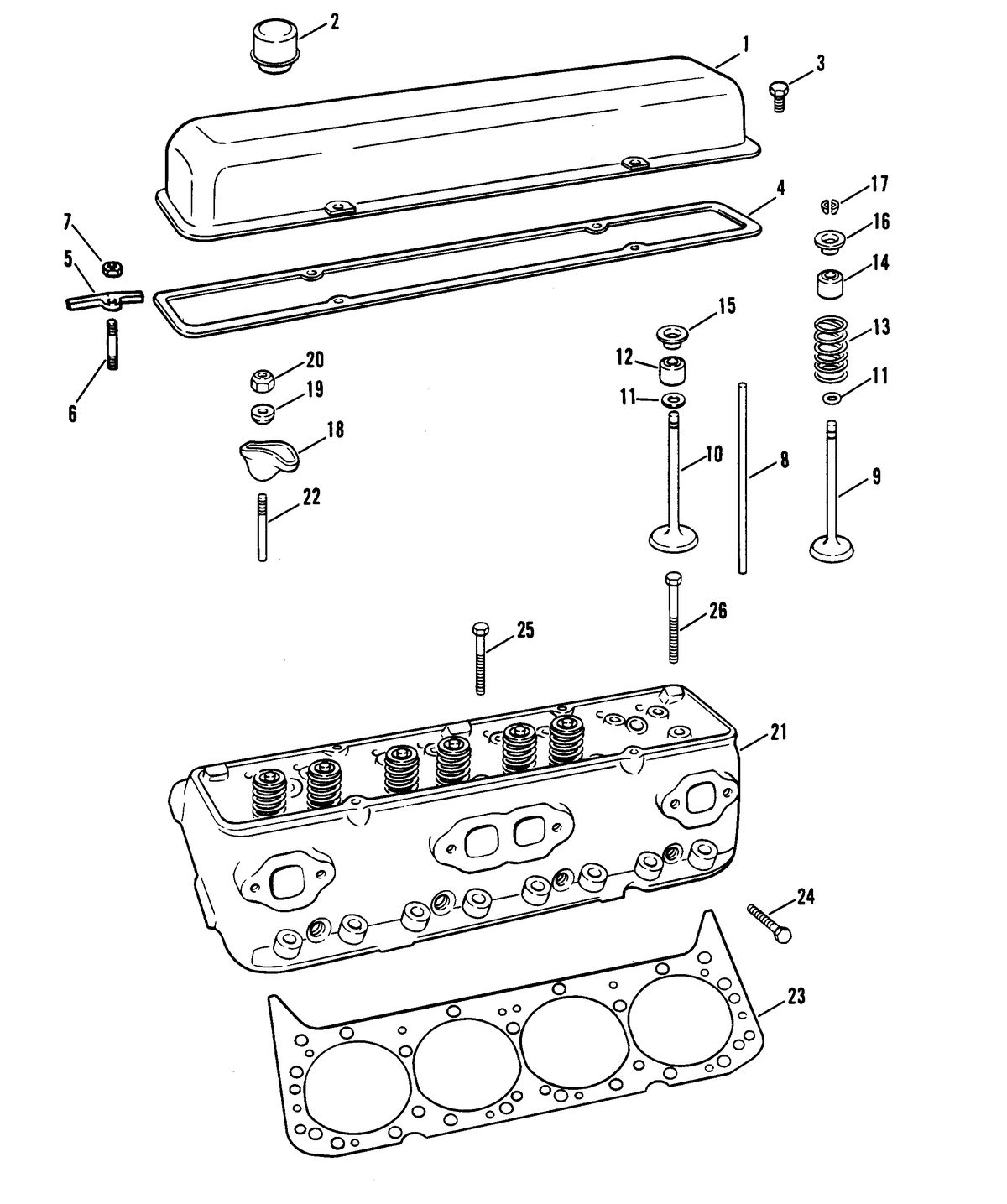 MERCRUISER 5.7 LITRE COMPETITION SKI ENGINE CYLINDER HEAD AND ROCKER COVER