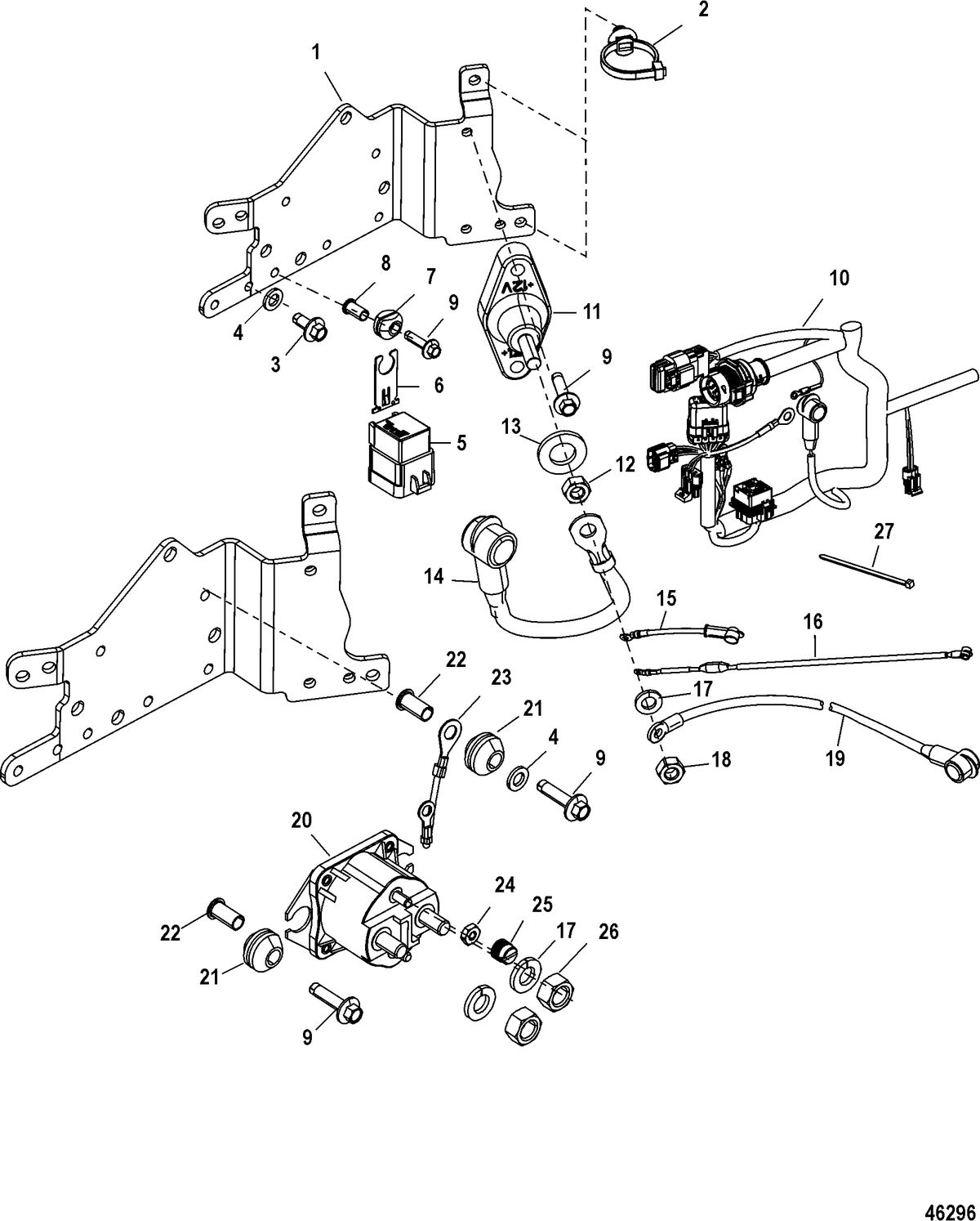 RACE OUTBOARD 200XS DFI (2.5L) ROS Electrical Plate Assembly
