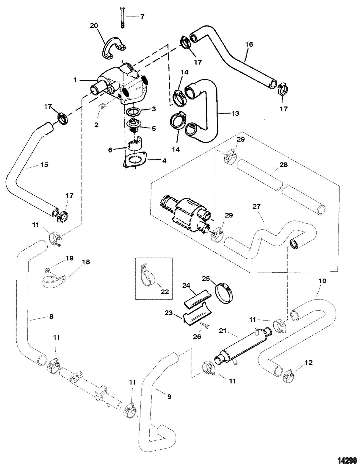 MERCRUISER 262 MAGNUM (EFI - TBI) Standard Cooling System(Fuel Cooled System)