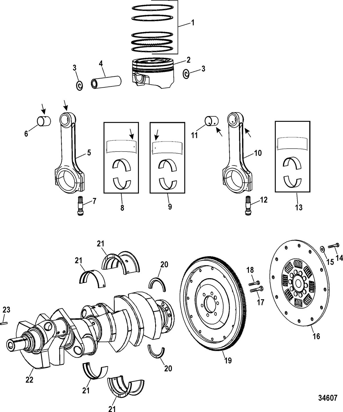 RACE STERNDRIVE 1075 SCI Engine Components(Crankshaft / Pistons / Connecting Rods)