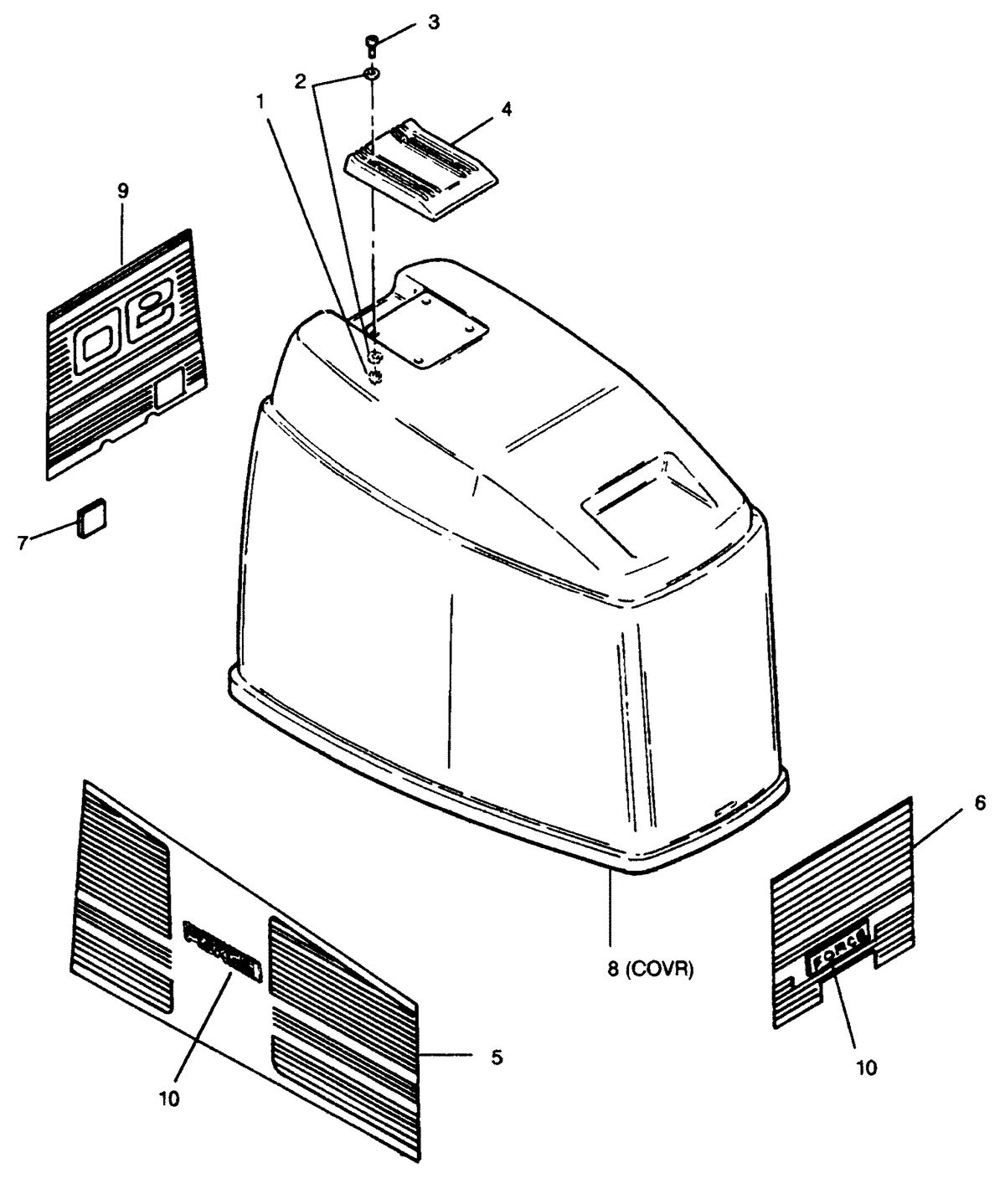 FORCE FORCE 90 HP1991 ENGINE COVER(BAYLINER)