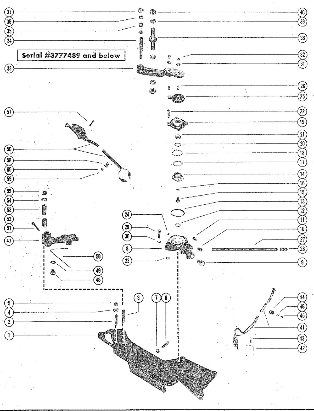 MERCRUISER 888 (2 BBL)ENGINE SHIFT BRACKET, REVERSE LOCK VALVE AND ARM ASSEMBLY