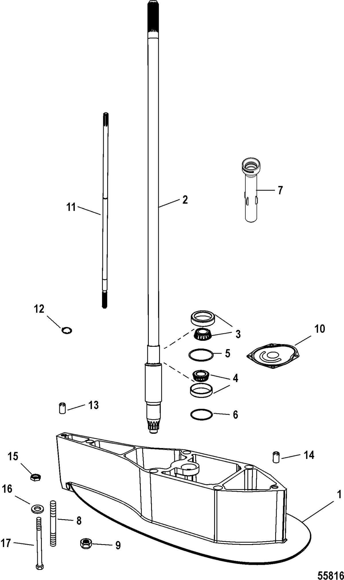 MERCURY/MARINER 75-115 4-STROKE DriveShaft Housing Extension Kit, Command Thrust 2.38:1