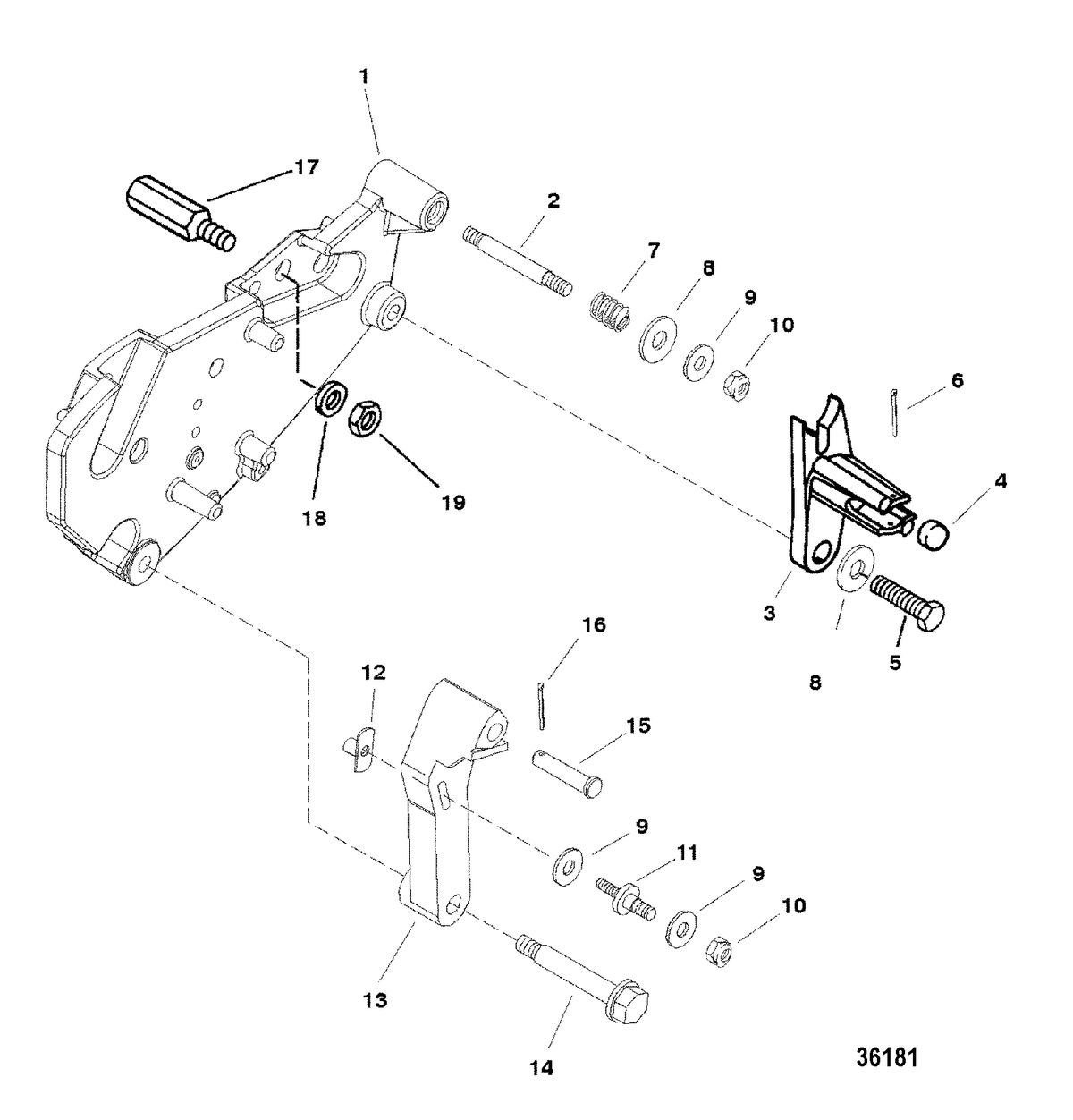MERCRUISER D3.6L BRAVO DIESEL SHIFT BRACKET