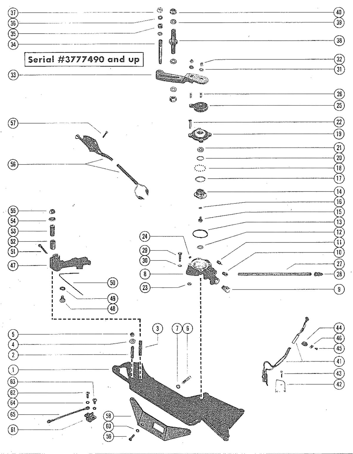 MERCRUISER 888 (2 BBL)ENGINE SHIFT BRACKET, REVERSE LOCK VALVE AND ARM ASSEMBLY