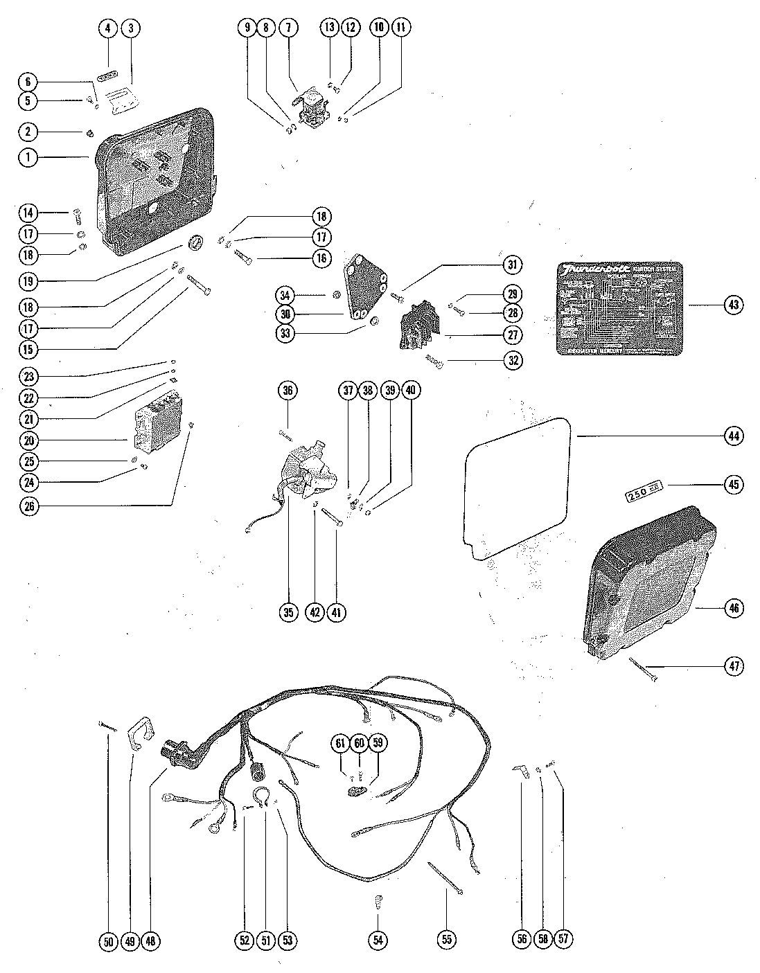 MERCRUISER 250 ENGINE (STERNDRIVE AND INBOARD) WIRING HARNESS, SWITCH BOX AND IGNITION COIL
