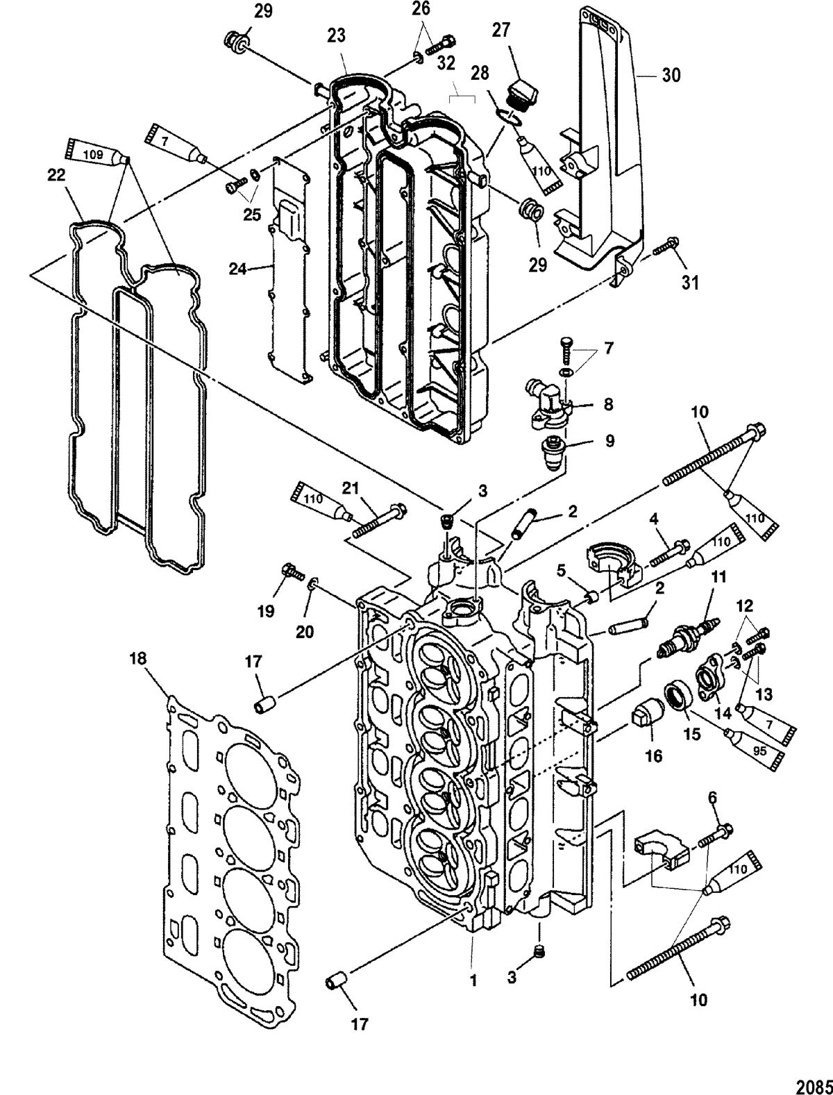 MERCURY/MARINER 75/90 (4-STROKE) Cylinder Head