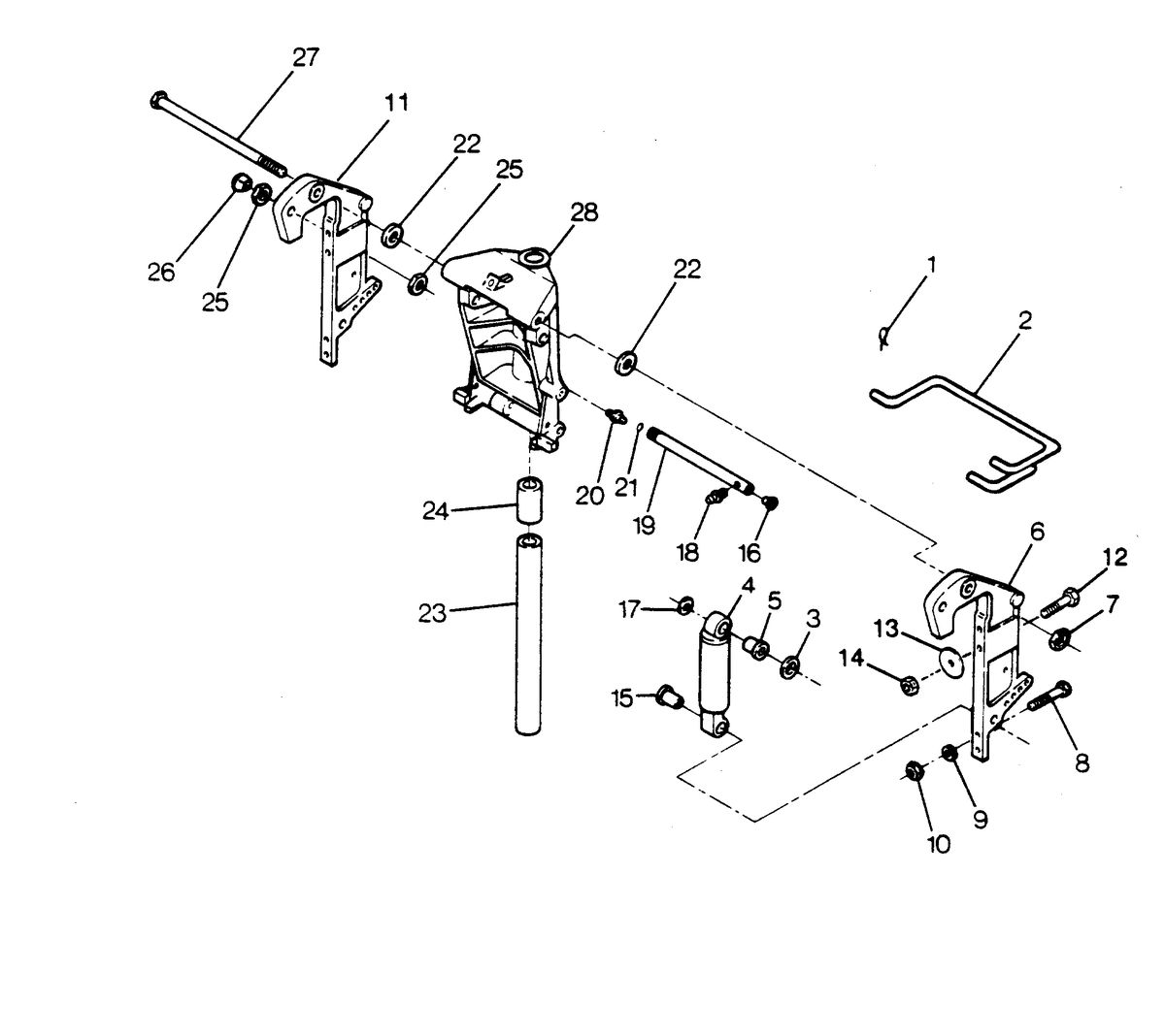 FORCE FORCE 1988 85 H.P. "B" MODELS SWIVEL BRACKET AND STERN BRACKETS MODELS WITH POWER TRIM