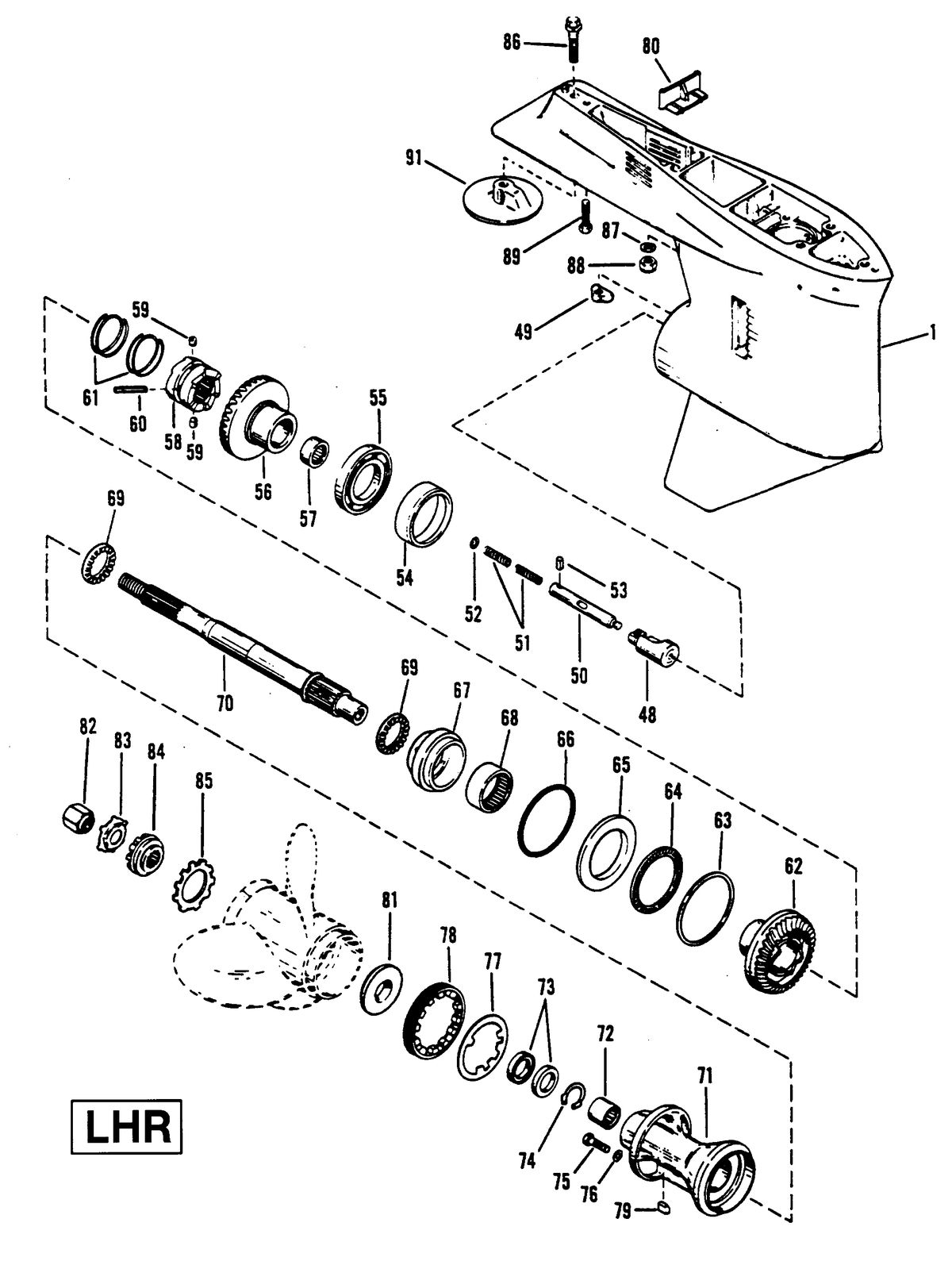 RACE OUTBOARD 2.5L (CARB) GEAR HOUSING (PROPELLER SHAFT)(LHR)