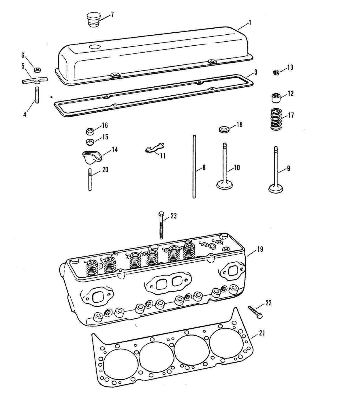 MERCRUISER 8.2L W/HURTH TRANSMISSION MIE ENGINE CYLINDER HEAD AND ROCKER COVER