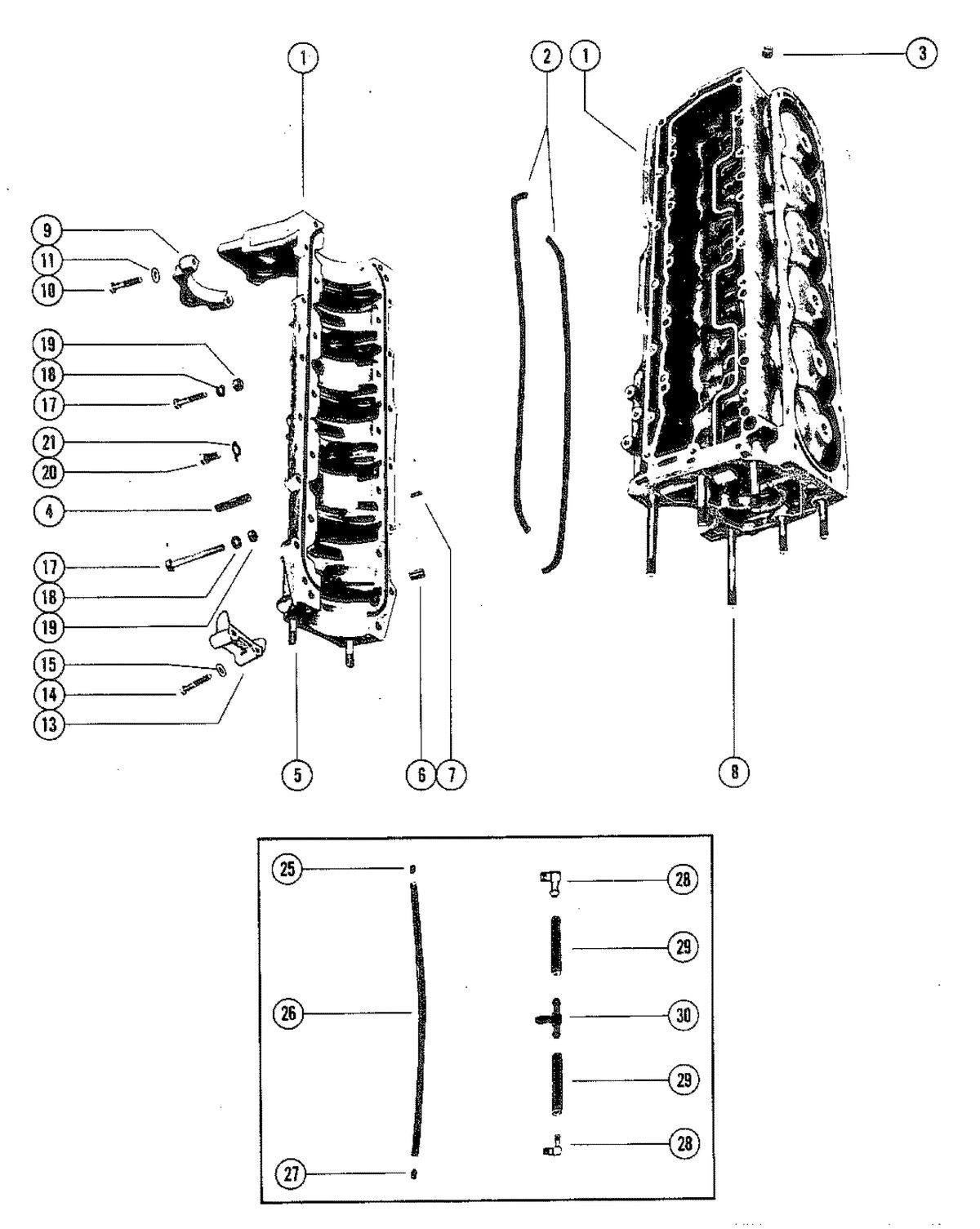 MERCURY MERC 90 CYLINDER BLOCK AND CRANKCASE ASSEMBLY