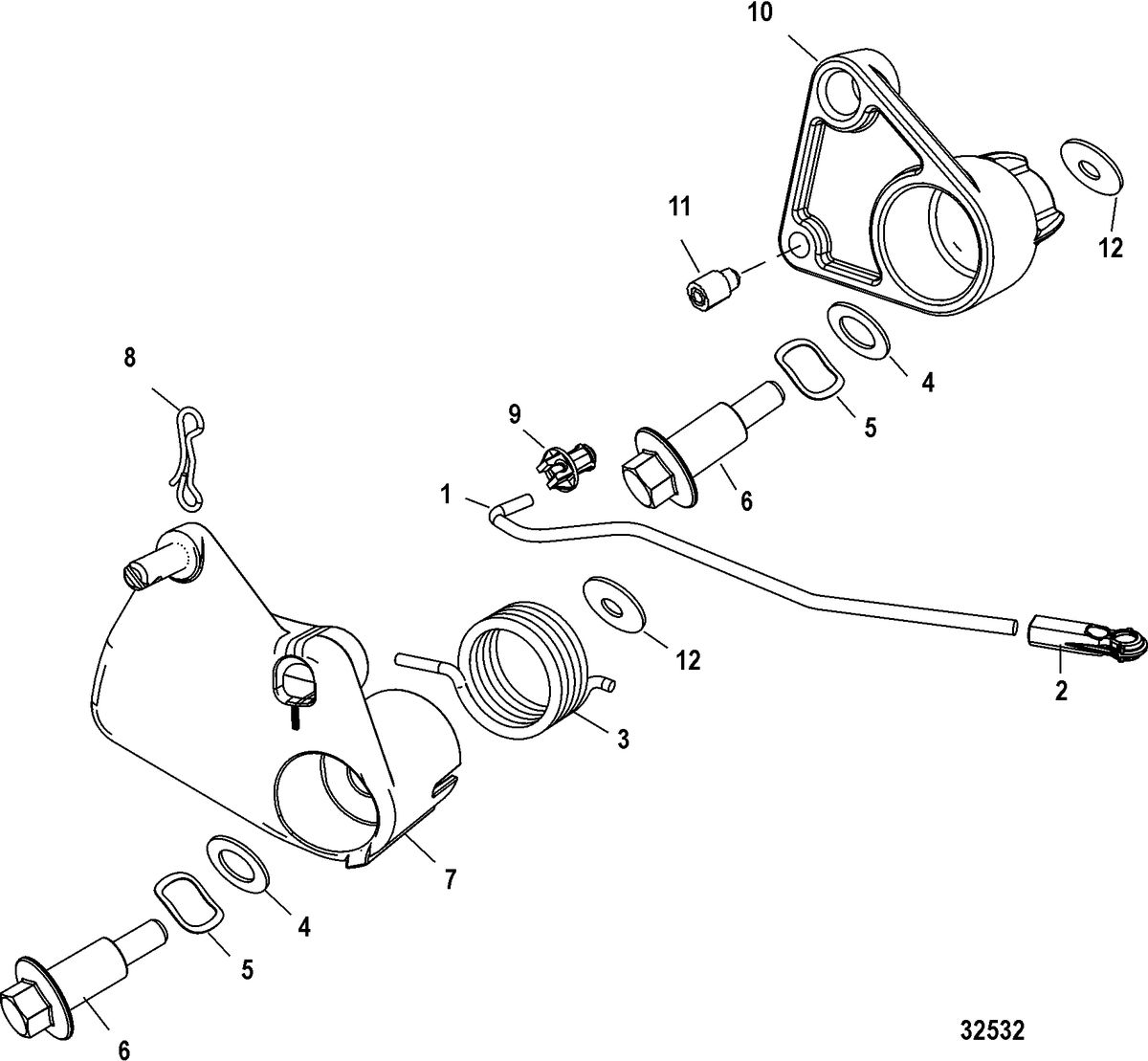MERCURY/MARINER 40/50/60/JET 40 EFI - 4 CYLINDER  4-STROKE Throttle Linkage, Remote