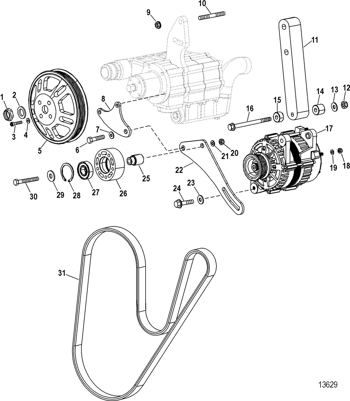 RACE STERNDRIVE 850 SCI Alternator And Sea Water Pump Mounting(Design I)