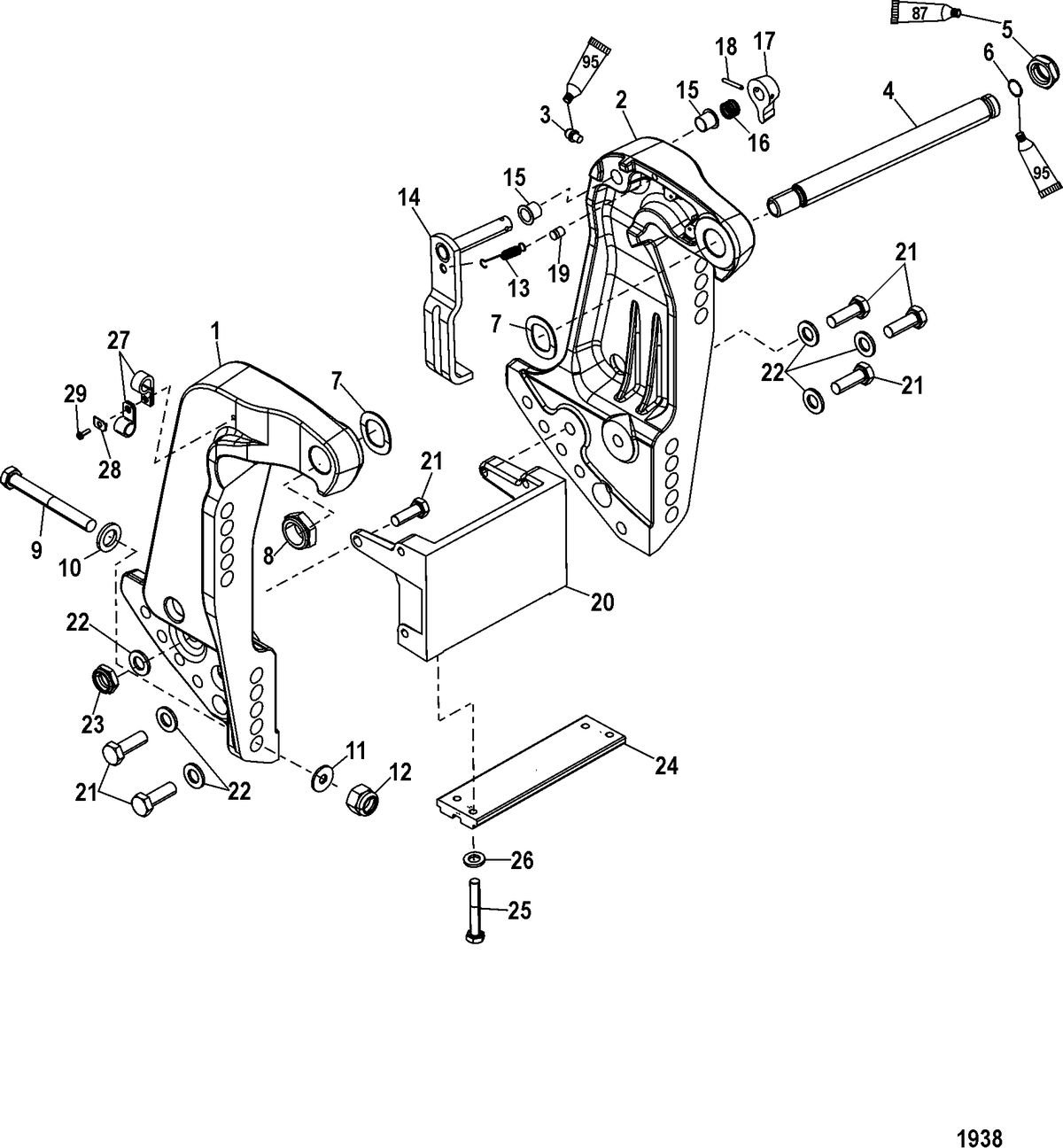 MERCURY/MARINER 75/90/115 DFI Transom Bracket