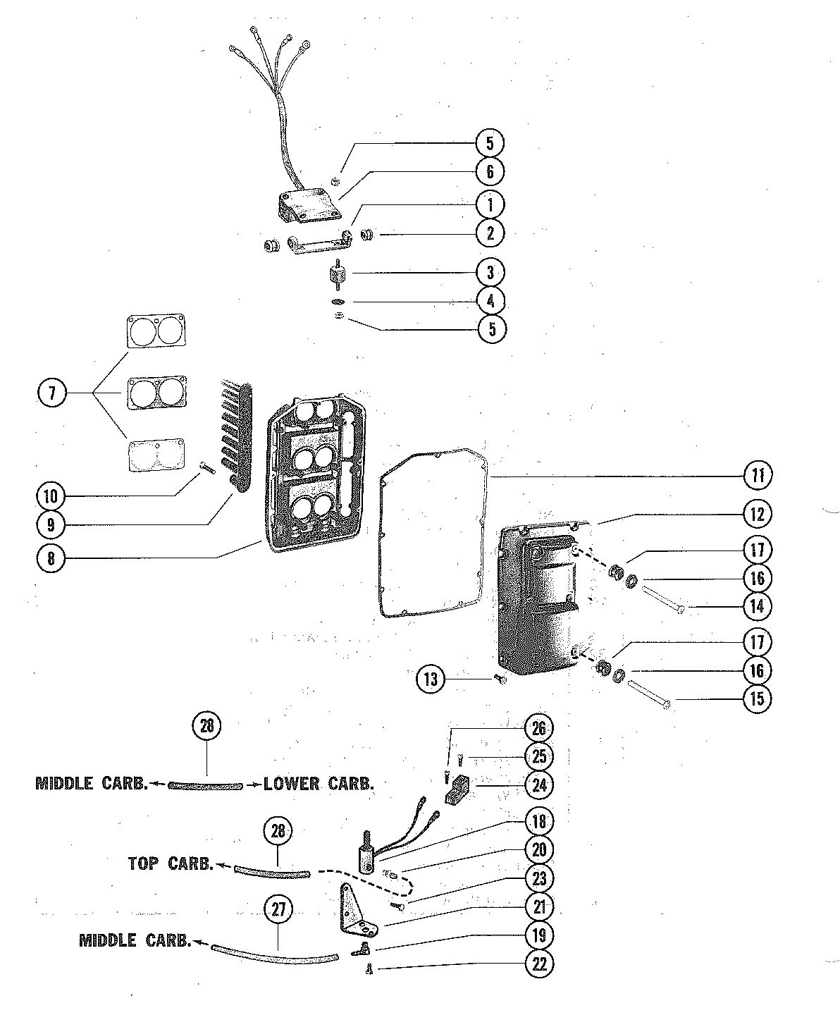 MERCURY MERC V-225 ENRICHER VALVE AND SOUND ATTENUATOR
