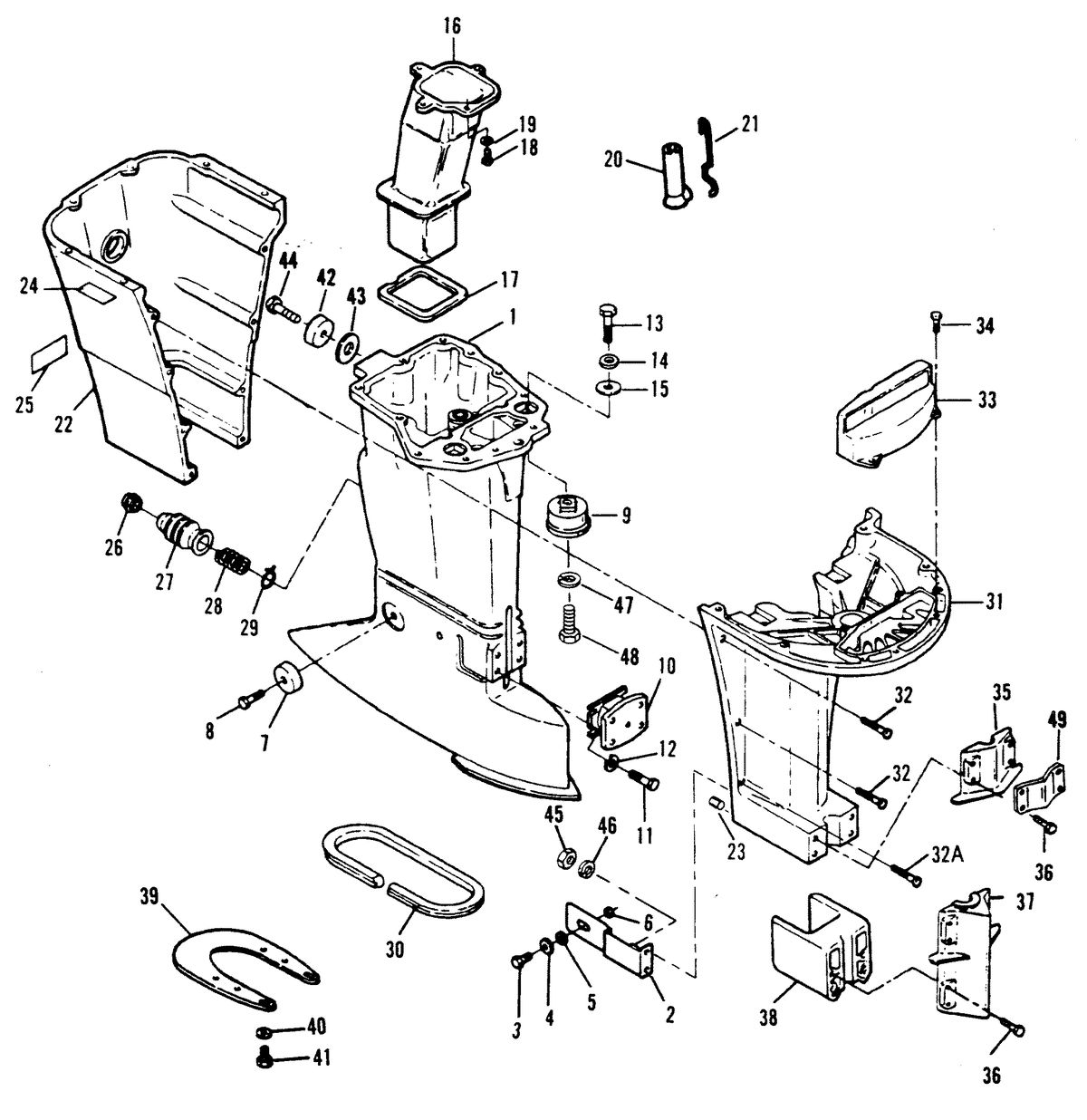 FORCE 150 H.P. DRIVESHAFT HOUSING