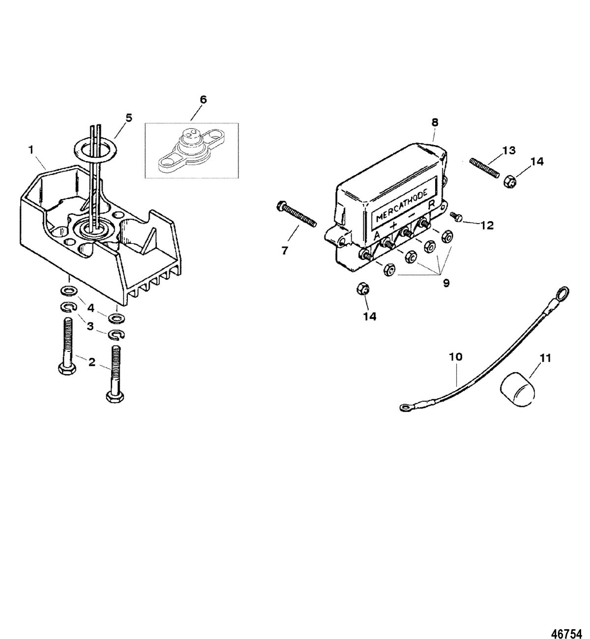 MERCRUISER 350 MAGNUM ALPHA (EFI-TBI) MERCATHODE COMPONENTS