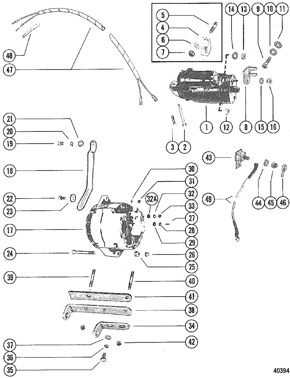 MERCRUISER 120 ENGINE STARTER MOTOR AND ALTERNATOR