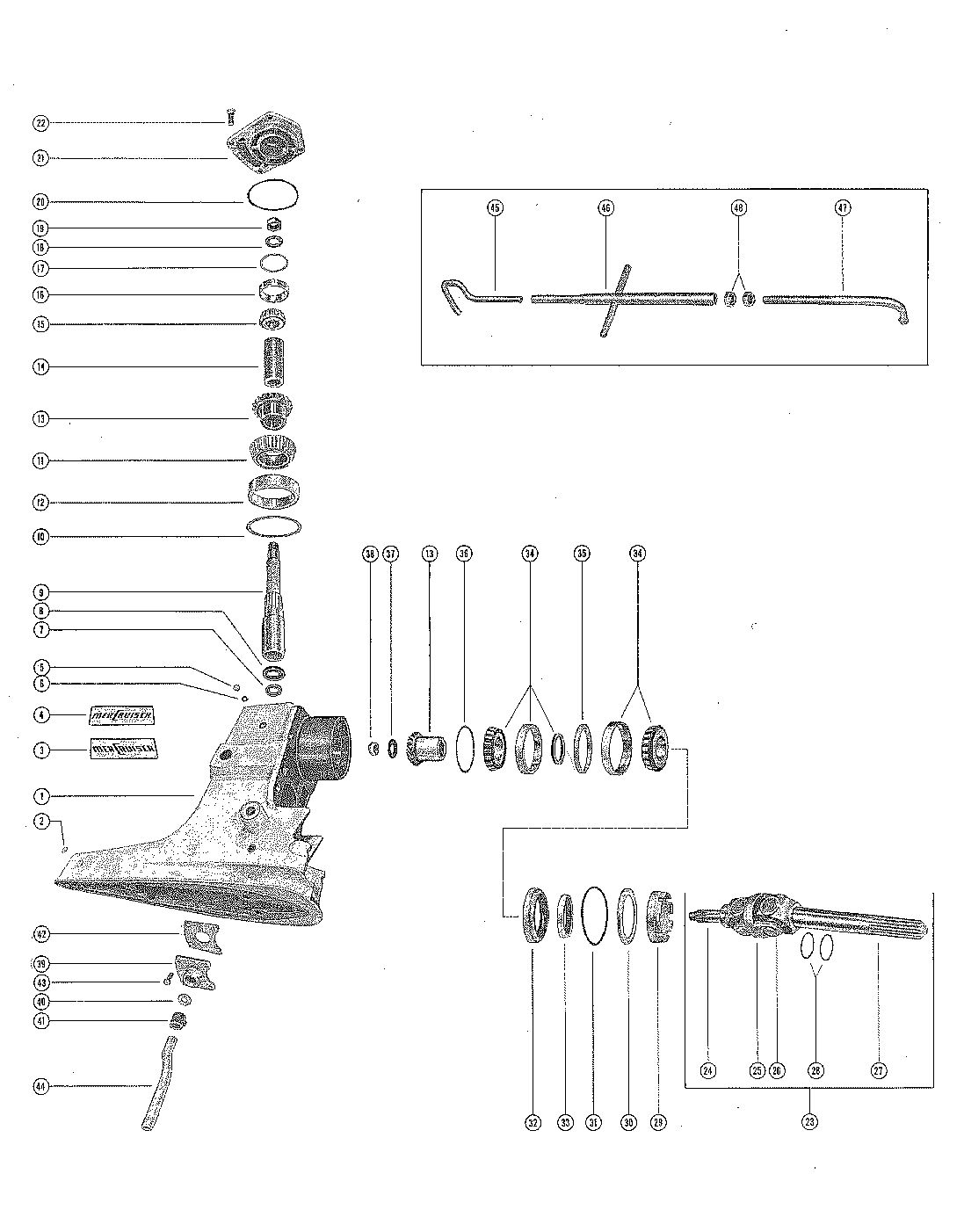 MERCRUISER 1A-1B-1C (E-Z SHIFT) DRIVE SHAFT HOUSING ASSEMBLY AND GEAR ASSEMBLY