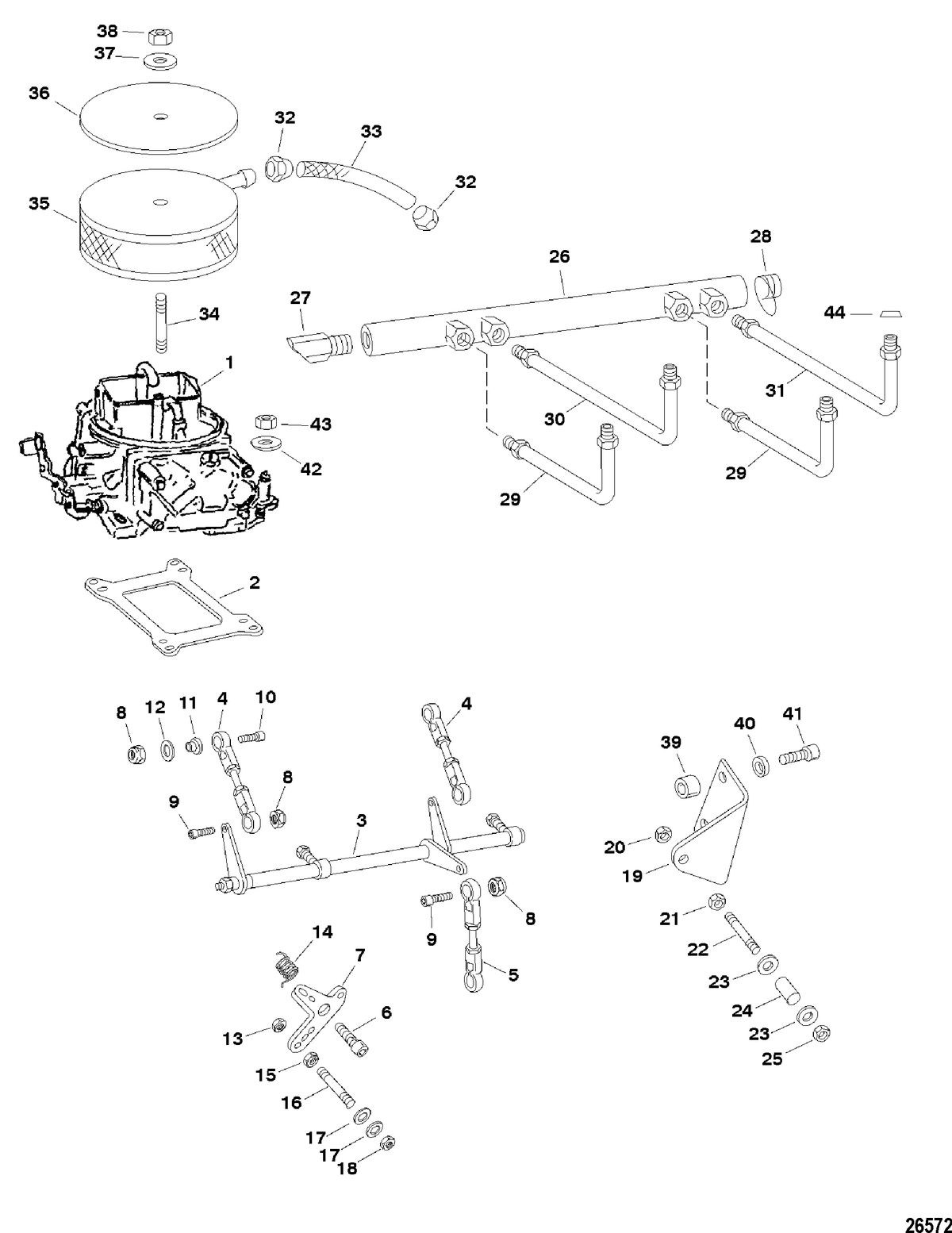 RACE STERNDRIVE 600 SC BOBTAIL Carburetor And Linkage
