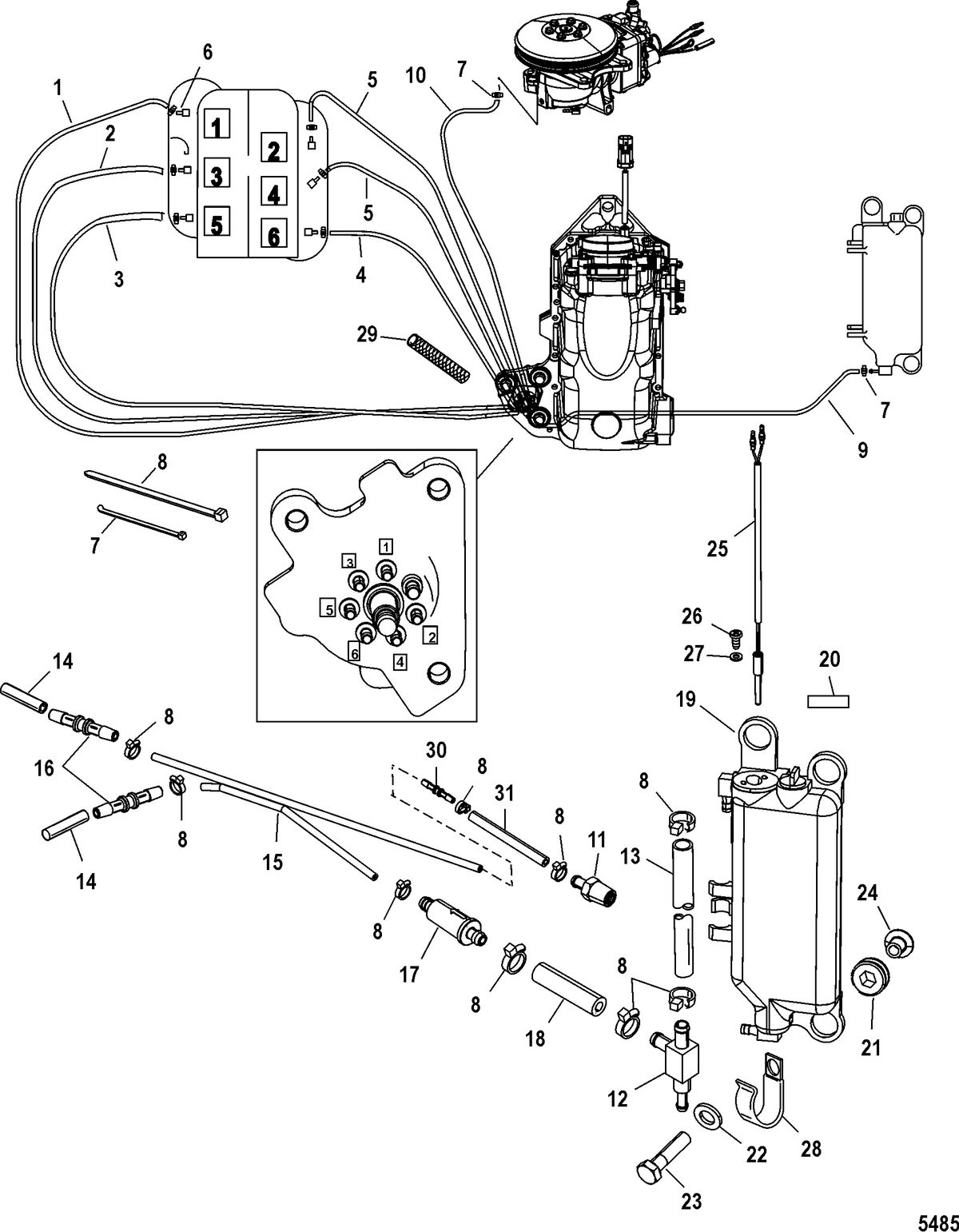 MERCURY/MARINER 135/150/175 DFI (2.5L) Oil Injection Components