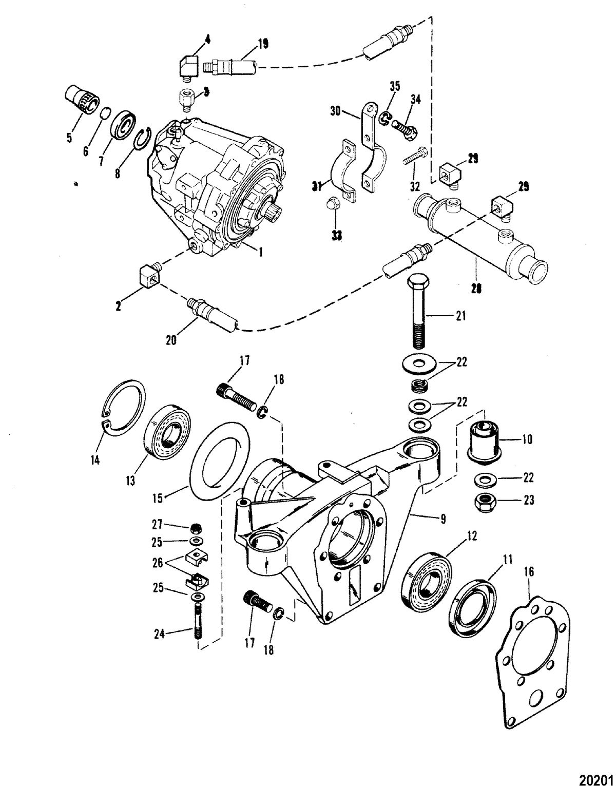 MERCRUISER 330 H.P. ENGINE W/BORG WARNER Transmission and Tailstock