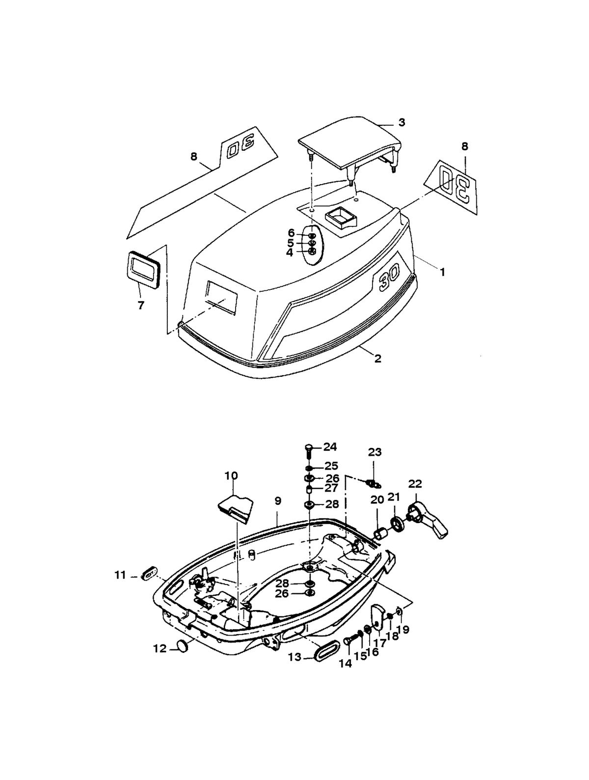MARINER 30 H.P. (2 CYL./430 CC) COWLING