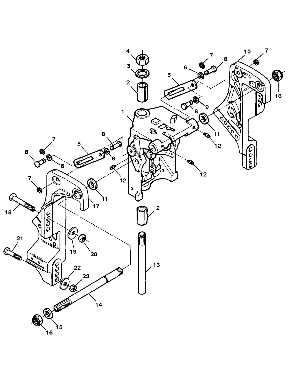 FORCE FORCE 75 H.P. (1998) SWIVEL BRACKET/STERN BRACKETS (POWER TRIM MODELS)