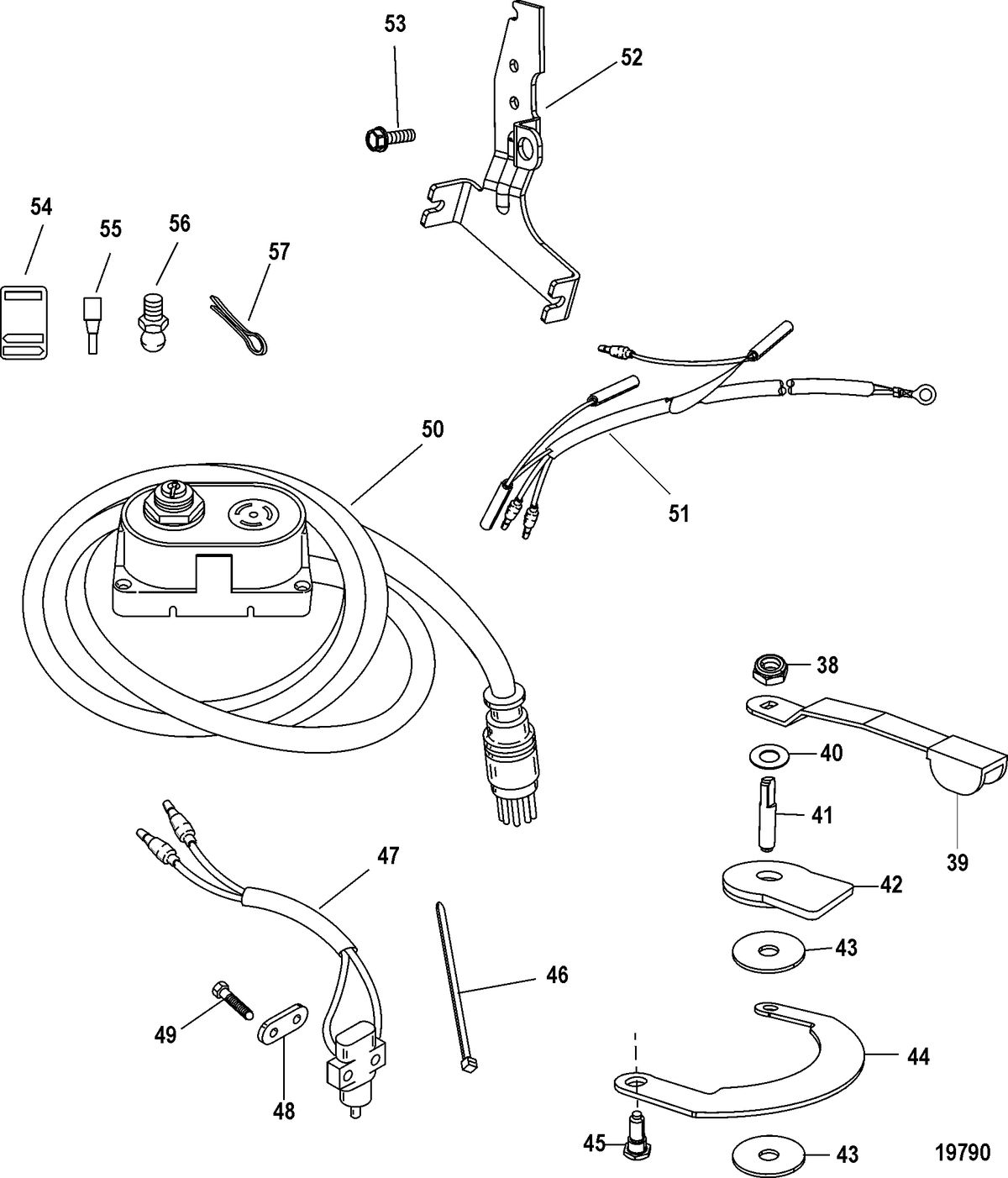 ACCESSORIES STEERING SYSTEMS AND COMPONENTS Tiller Handle Kit Components(821455A12 / A16)