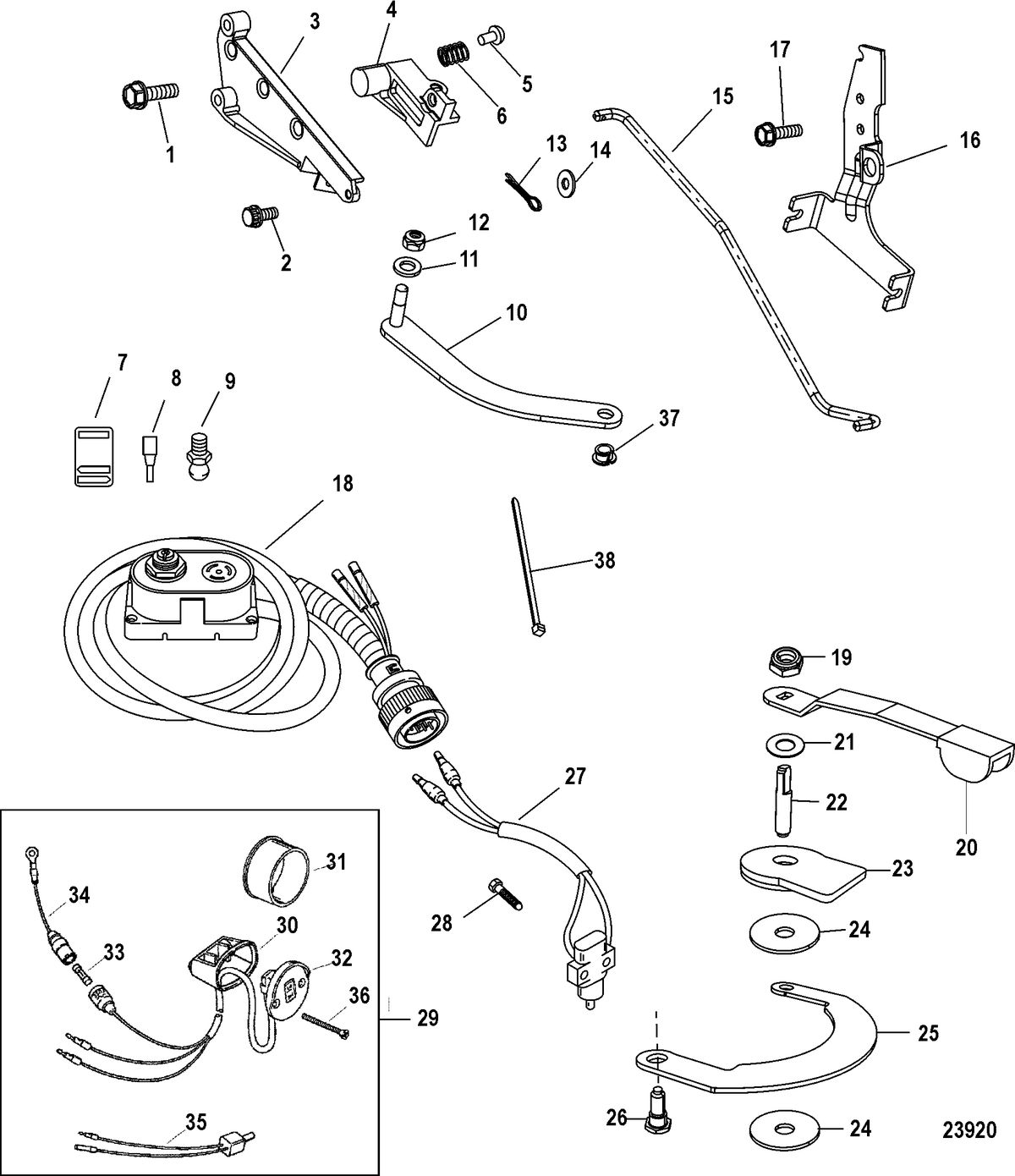 ACCESSORIES STEERING SYSTEMS AND COMPONENTS Tiller Handle Kit Components(821455A15 / A24)