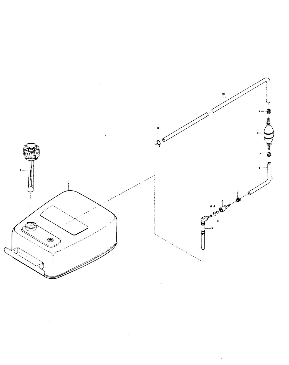 CHRYSLER 115 H.P. FUEL TANK AND LINE