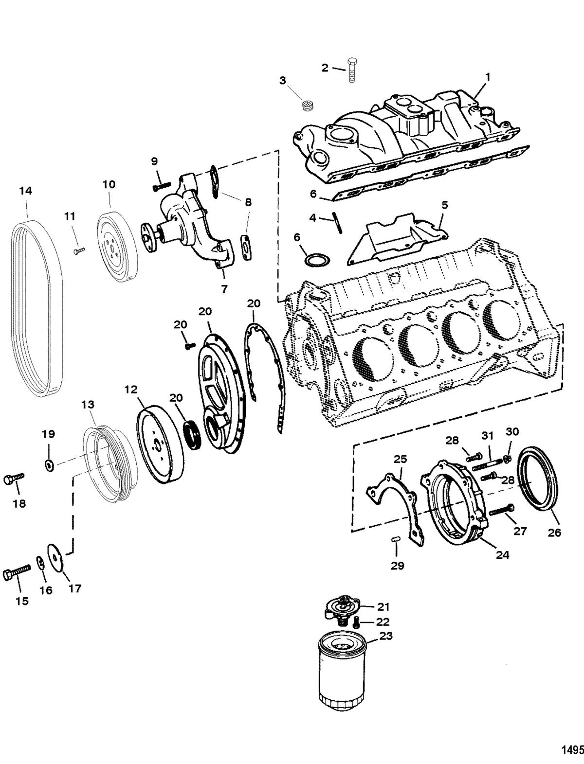 MERCRUISER 350 MAGNUM TOURNAMENT SKI (CARB) INTAKE MANIFOLD AND FRONT COVER