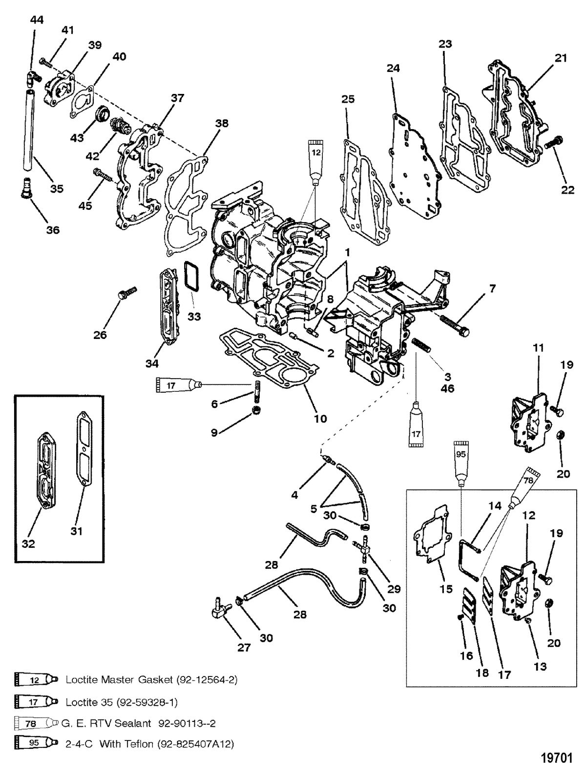 MERCURY/MARINER 6/8/SAILMATE 9.9/SAILPOWER 15 H.P. Cylinder Block and Covers